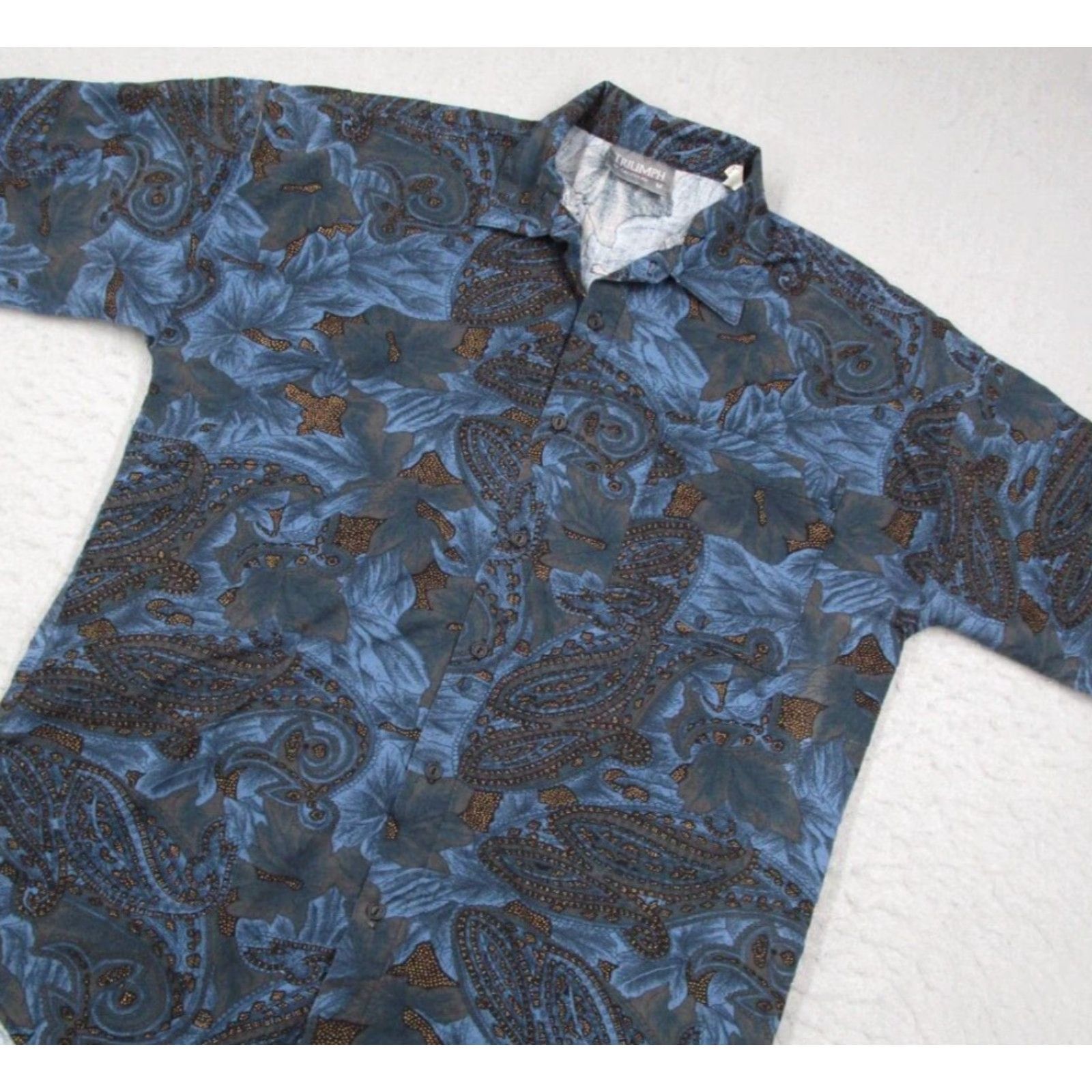 Vintage VINTAGE Triumph of California Shirt Men M Blue Paisley Button Up Made in US Size US M / EU 48-50 / 2 - 2 Thumbnail