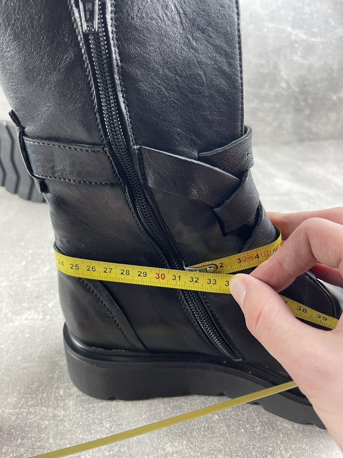 Genuine Leather Avant Garde Gramar Glam Rock Black Leather Moto Buckle Boots Size US 7 / IT 37 - 12 Thumbnail