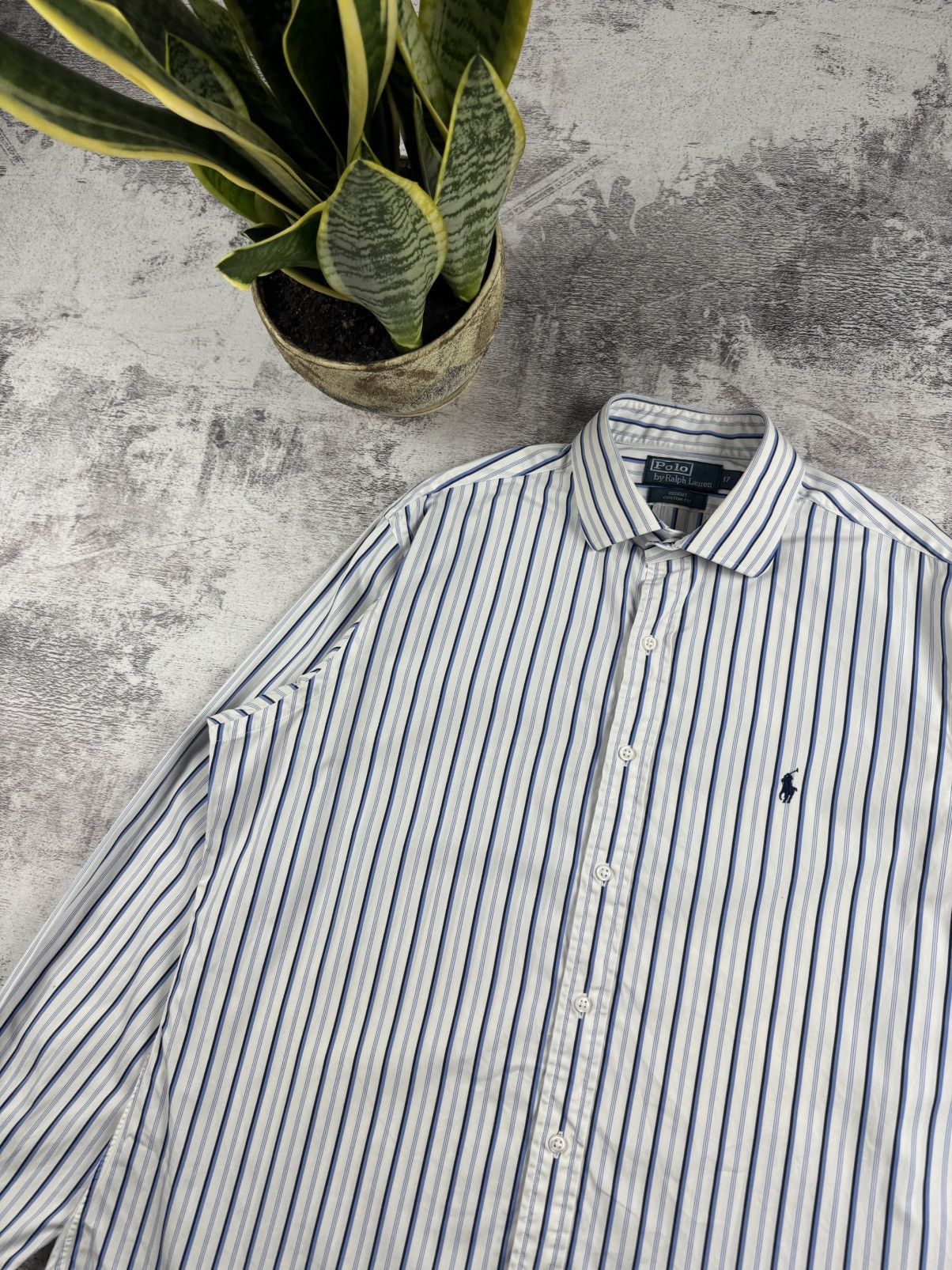 Polo Ralph Lauren Polo Ralph Lauren Blue Striped Blank Longsleeve Button Shirt Size US XL / EU 56 / 4 - 6 Thumbnail