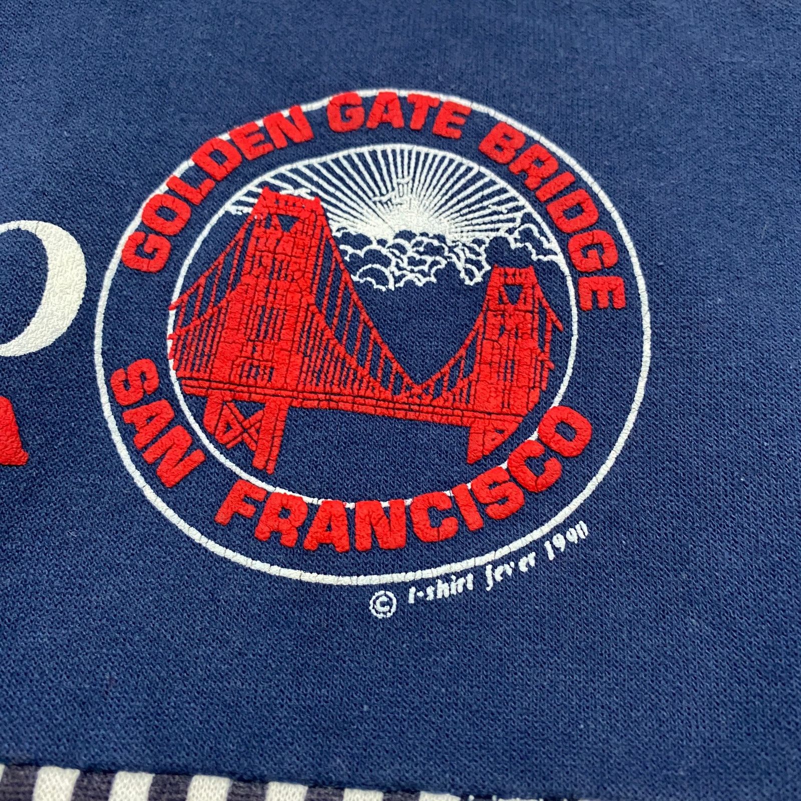 Vintage VTG 90s San Francisco Golden Gate Striped 1/4 Zip Sweatshirt Size US M / EU 48-50 / 2 - 6 Thumbnail