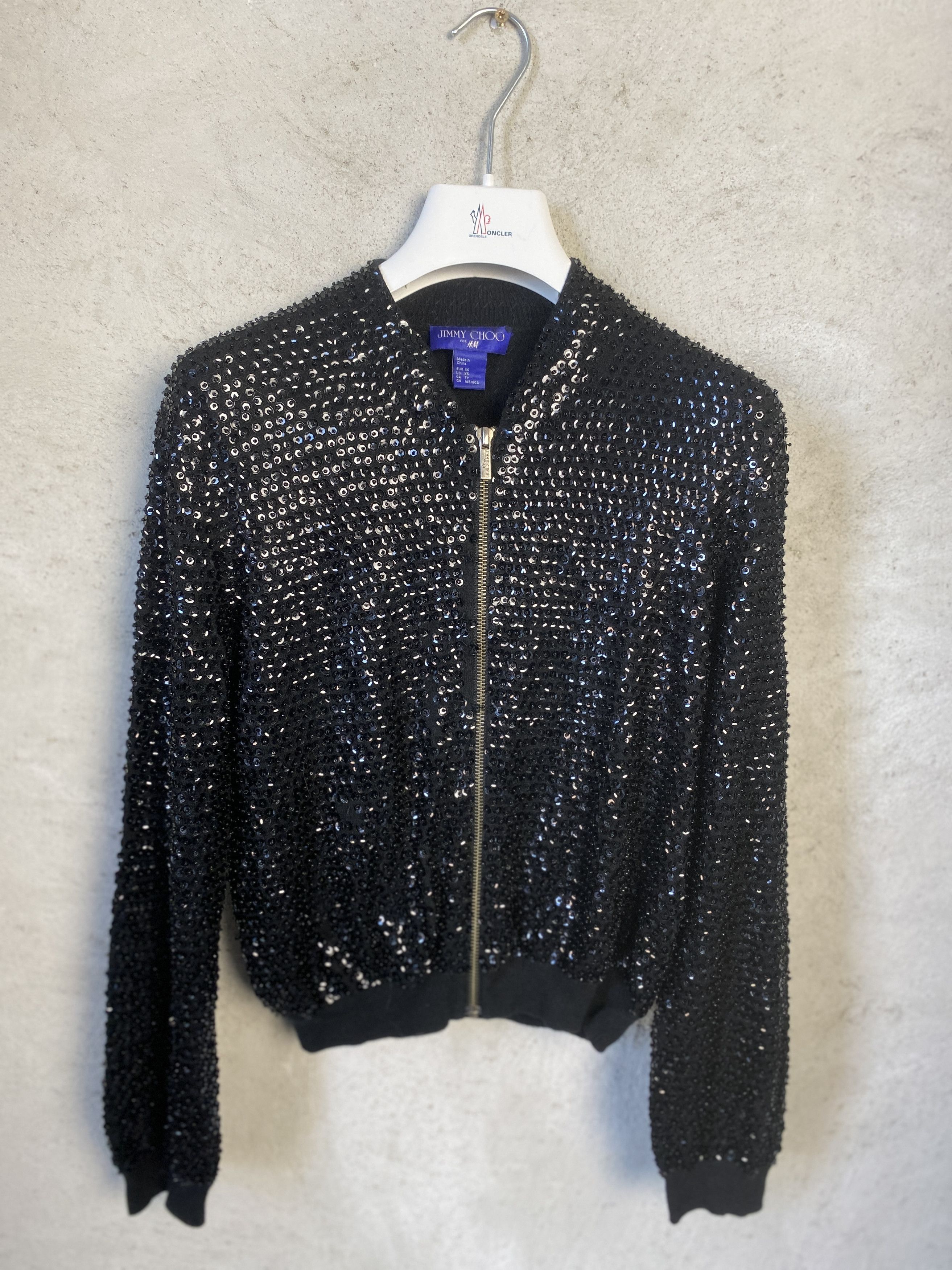 H&M x Jimmy Choo spangles zip-up jacket sweatshirt