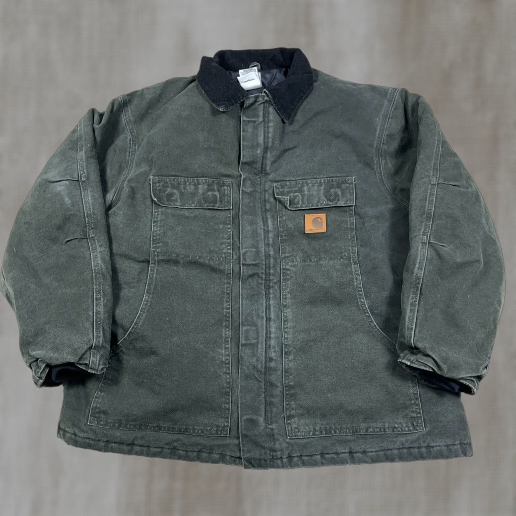 Carhartt VINTAGE Carhartt Jacket 2XL Men Moss Green Duck Canvas C26 MOS VTG Workwear Insulated Outdoor 90s Mens Size US XXL / EU 58 / 5 - 1 Thumbnail