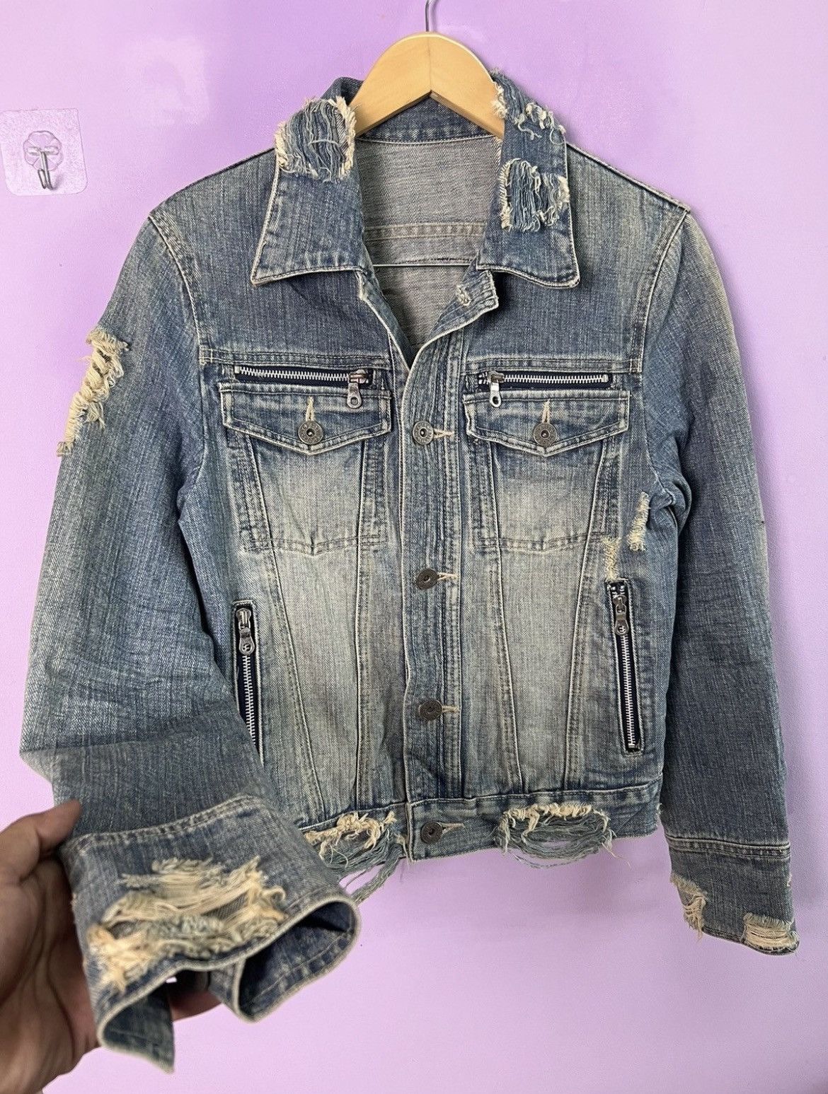 If Six Was Nine 🔥Rare Deadly Jester Distressed Denim Jacket Size US XS / EU 42 / 0 - 4 Thumbnail