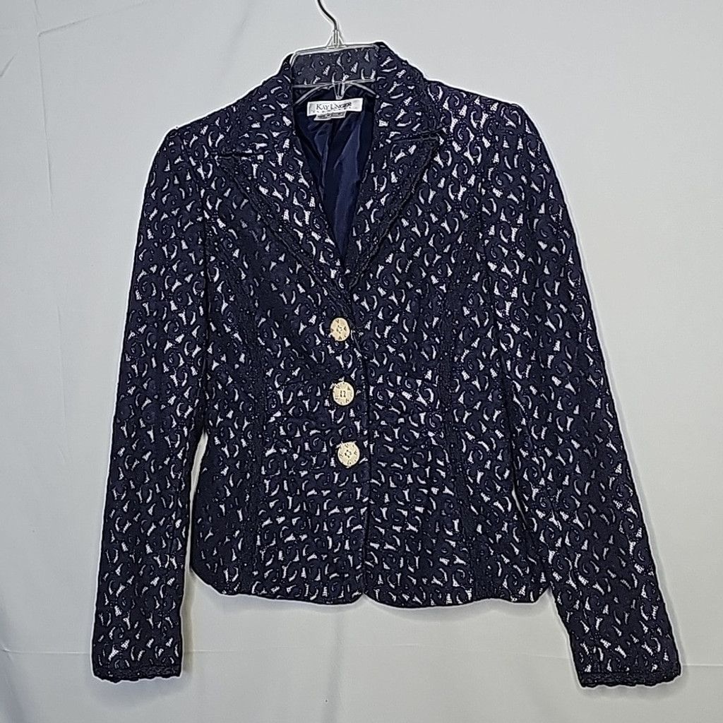 The Unbranded Brand Kay Unger NY ruched front blazer jacket lining 100% silk 4 Size S / US 4 / IT 40 - 2 Thumbnail