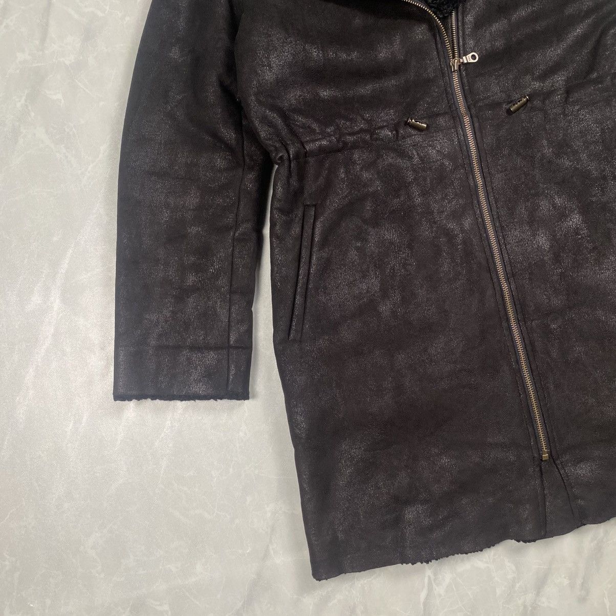 Japanese Brand Vintage Zenobia Leather Faux Fur Asymetrical Zipper Size M / US 6-8 / IT 42-44 - 2 Thumbnail