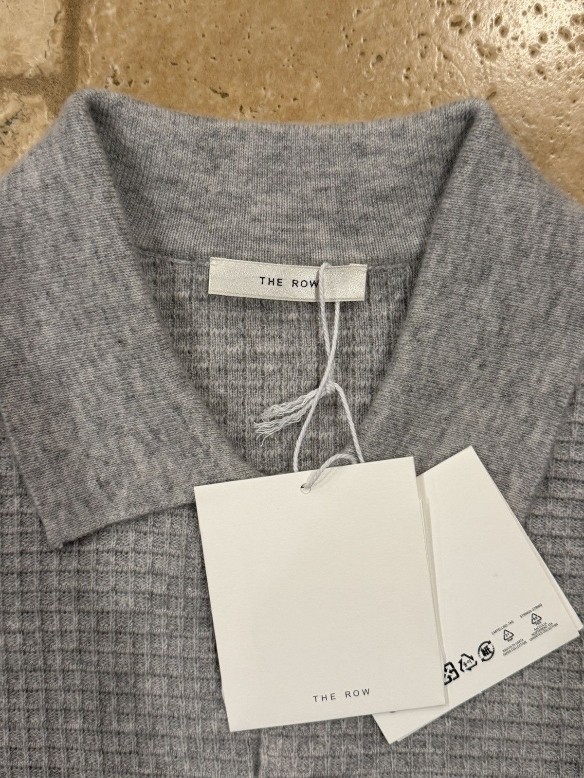 The Row The Row Barkley Wool/Cashmere Grey Button Waffle-Knit Shirt Size US L / EU 52-54 / 3 - 9 Thumbnail