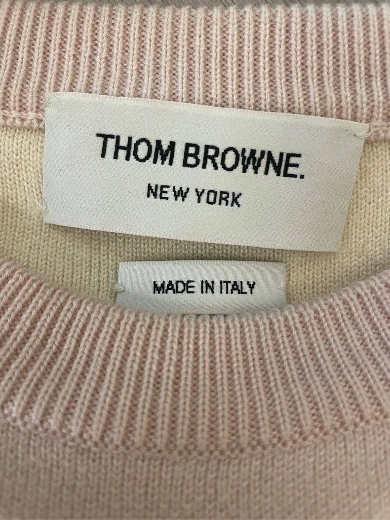 Thom Browne Thom browne Light pink four-striped dolphin wool round-neck Size S / US 4 / IT 40 - 5 Thumbnail