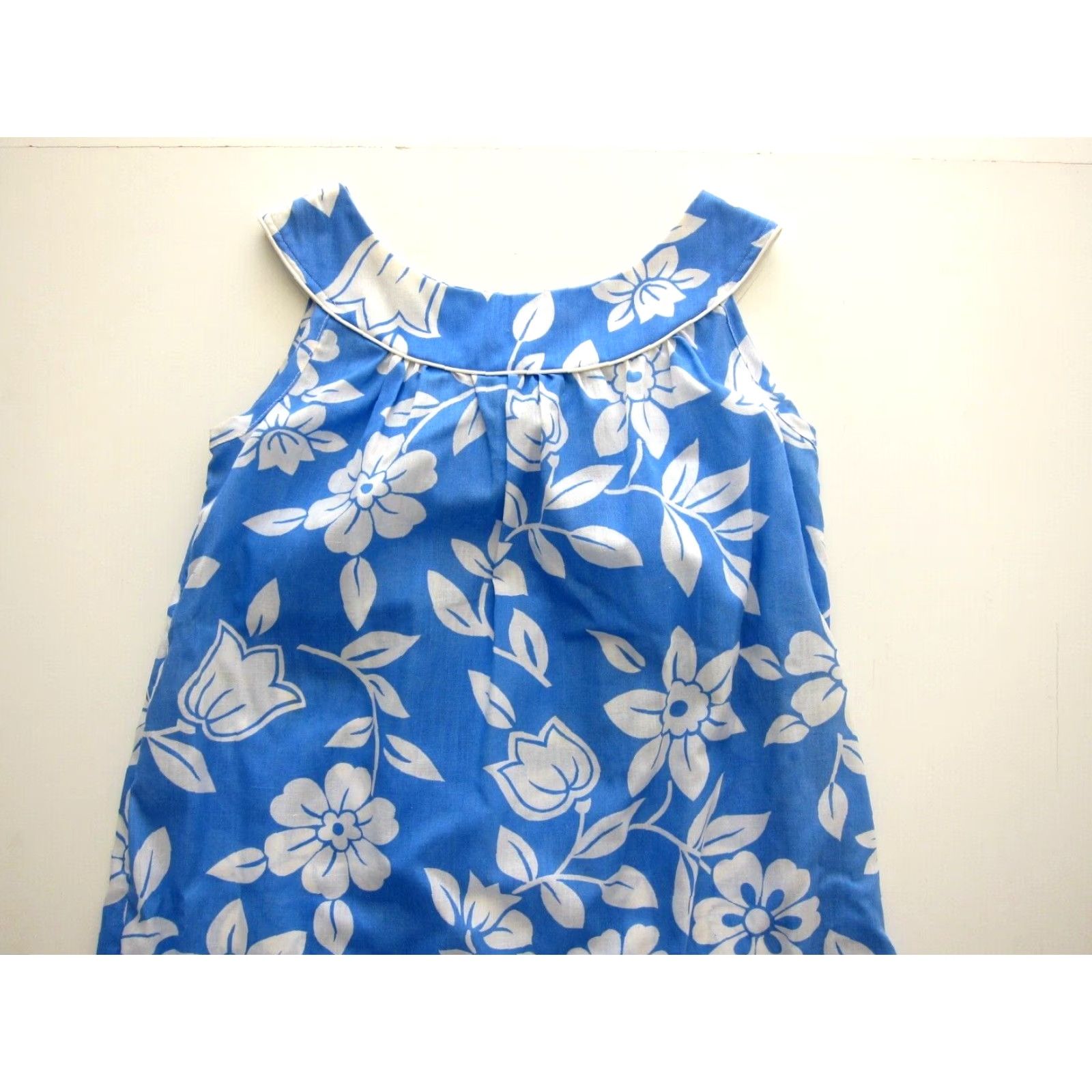 Vintage VINTAGE Helen Of Troy Cotton Blue White Floral Hawaiian Zip Tank Sun Dress Small Size S / US 4 / IT 40 - 5 Thumbnail