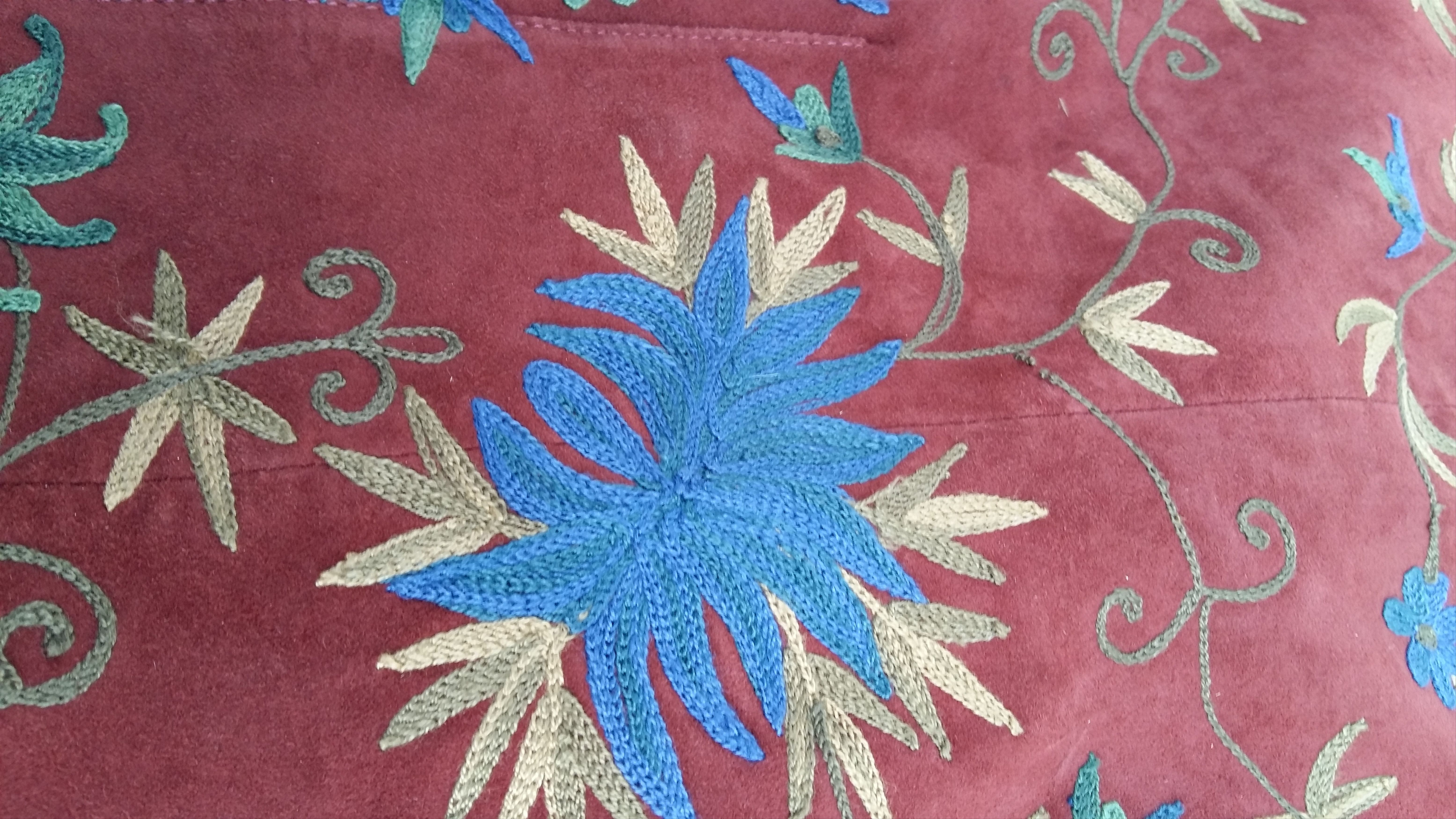 Vintage Suede Jacket With Flowers Embroidery Size XL / US 12-14 / IT 48-50 - 5 Thumbnail