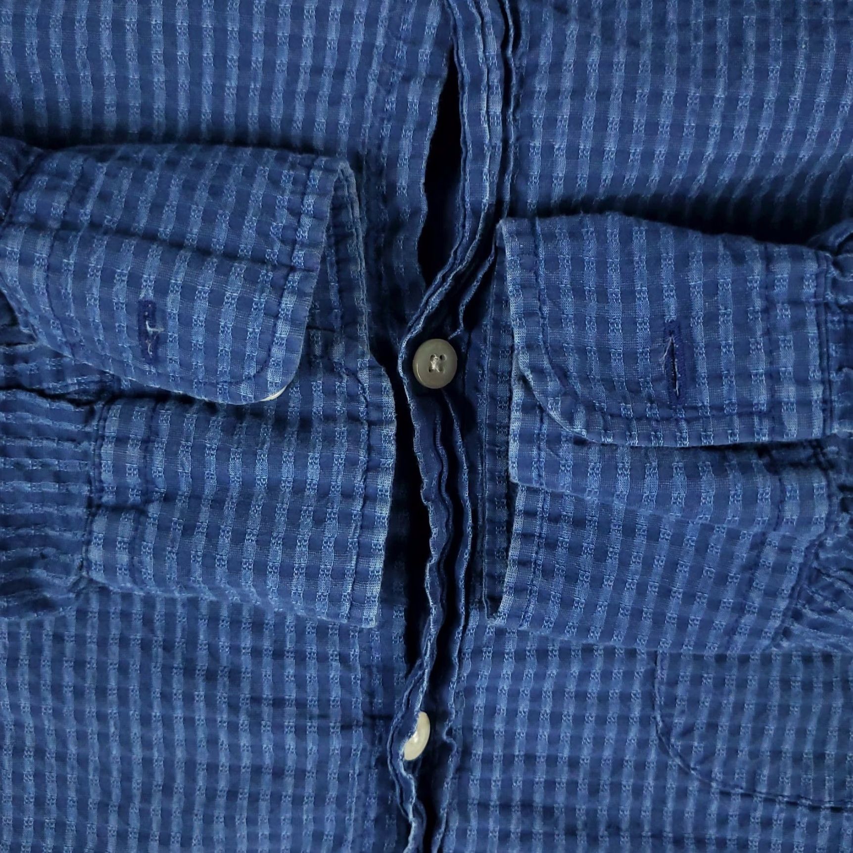 Vineyard Vines Vineyard Vines Shirt Mens XL Blue Check Seersucker Button Up Long Sleeve Size US XL / EU 56 / 4 - 3 Thumbnail