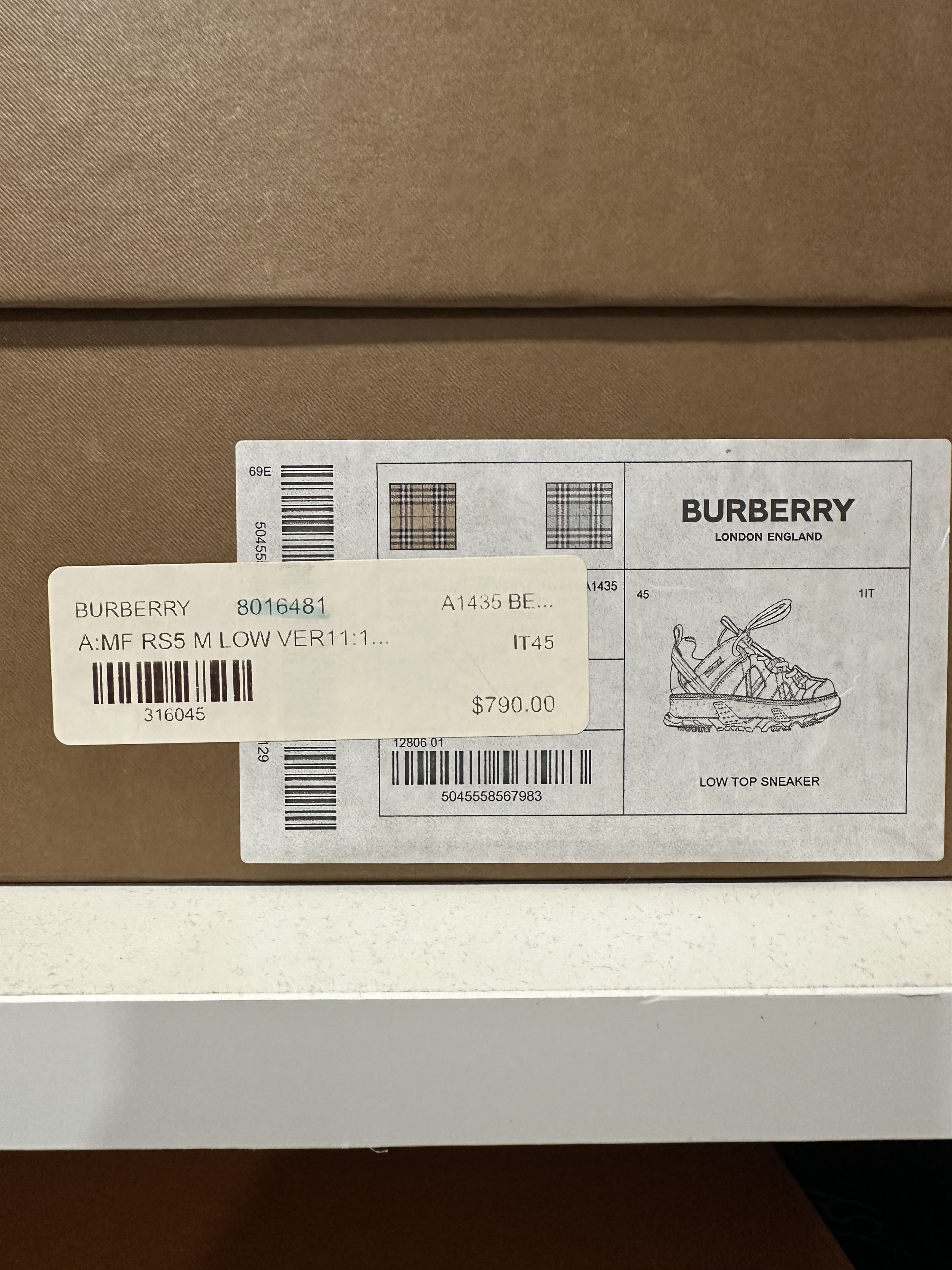 Burberry UNION TB LOGO RS5 LOW TOP SNEAKERS Size US 12 / EU 45 - 10 Thumbnail