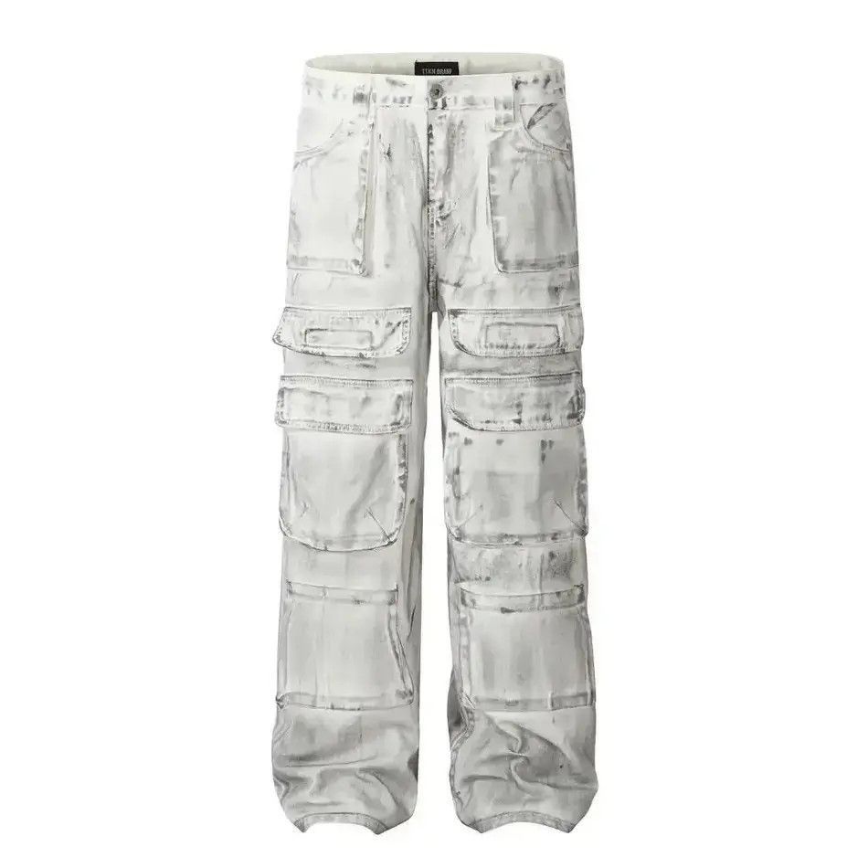 Japanese Brand Design Multi Pockets Washed Dirty Cargo Pants Size US 32 / EU 48 - 6 Thumbnail