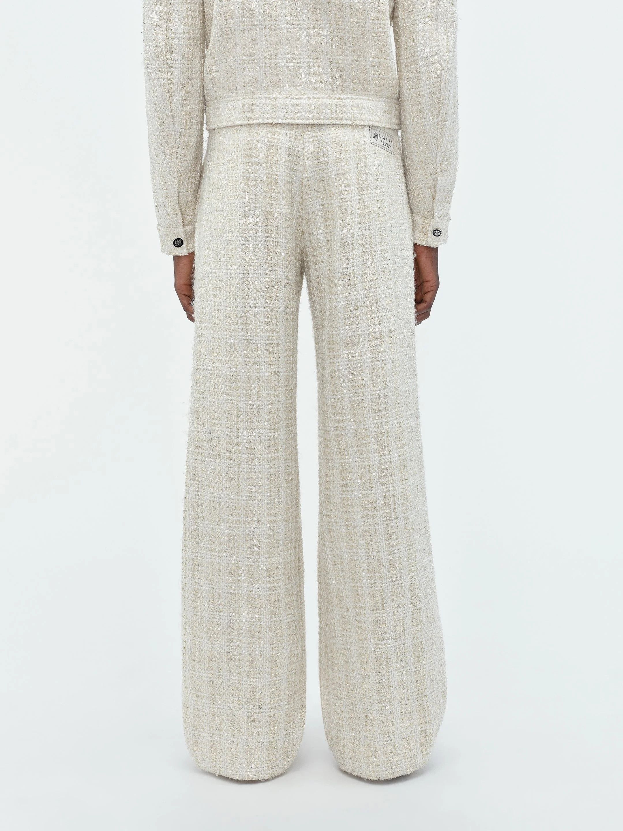 Amiri o1s1wg110525 Sequin Boucle Double Pleated Pant in Ivory Size US 30 / EU 46 - 6 Thumbnail