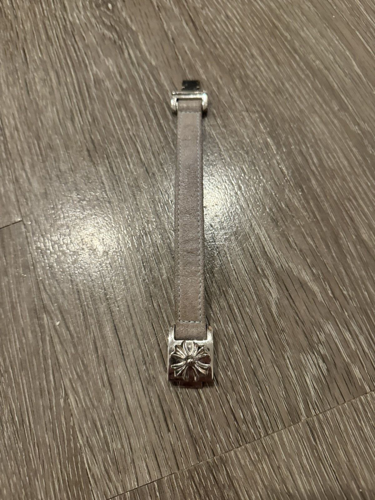 Chrome Hearts Chrome Hearts Blue Leather Rhodium Harness Clasp Bracelet Size ONE SIZE - 3 Thumbnail