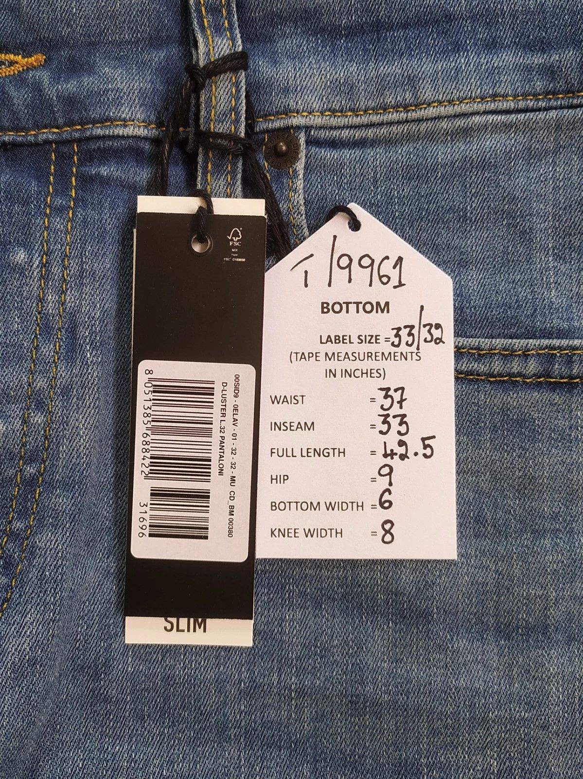 Diesel Diesel D-LUSTER L.32 MENS JEANS T/9961 Size US 33 - 6 Thumbnail