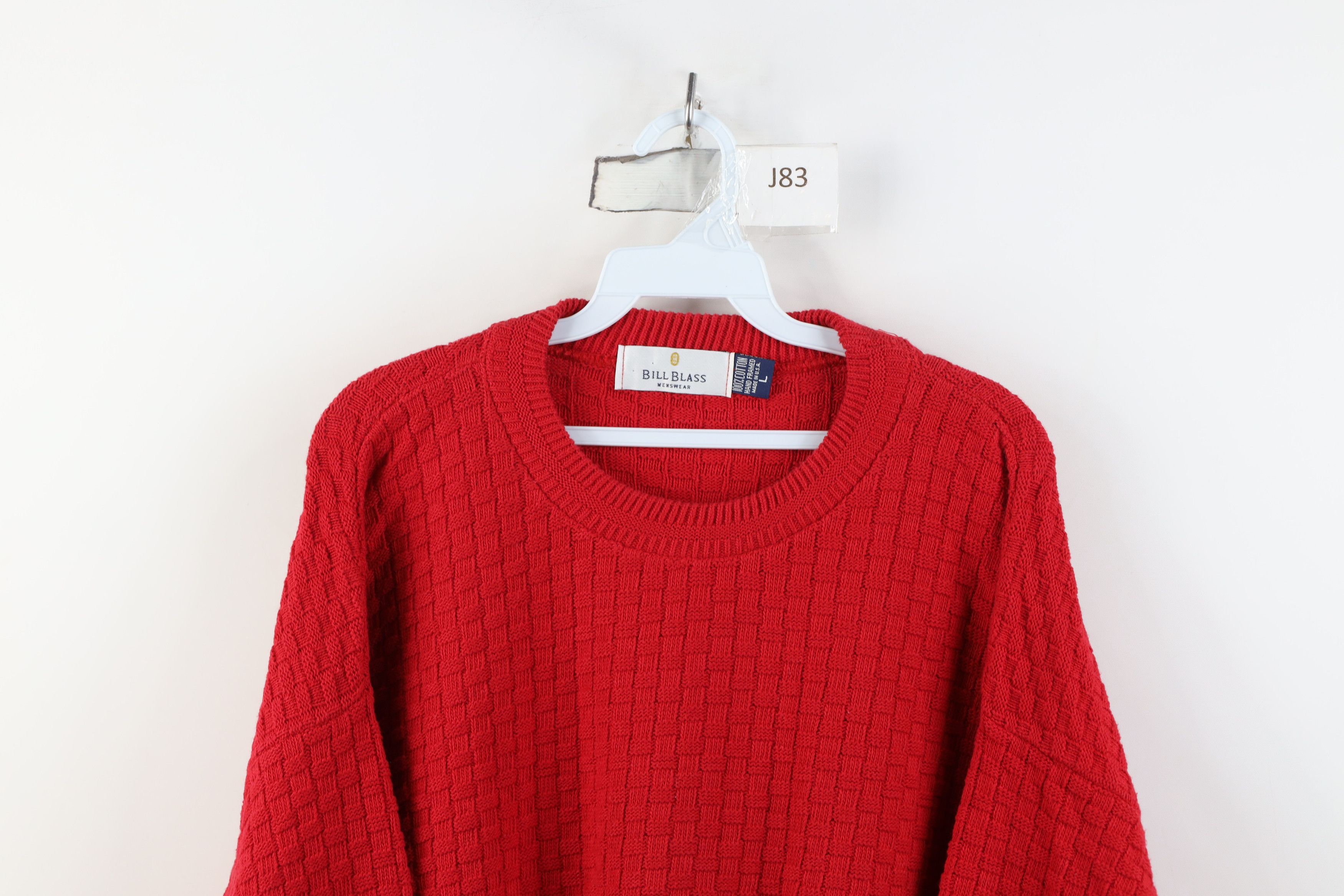 Vintage Vintage 90s Streetwear Cotton Weave Knit Sweater Red USA Size US L / EU 52-54 / 3 - 2 Thumbnail
