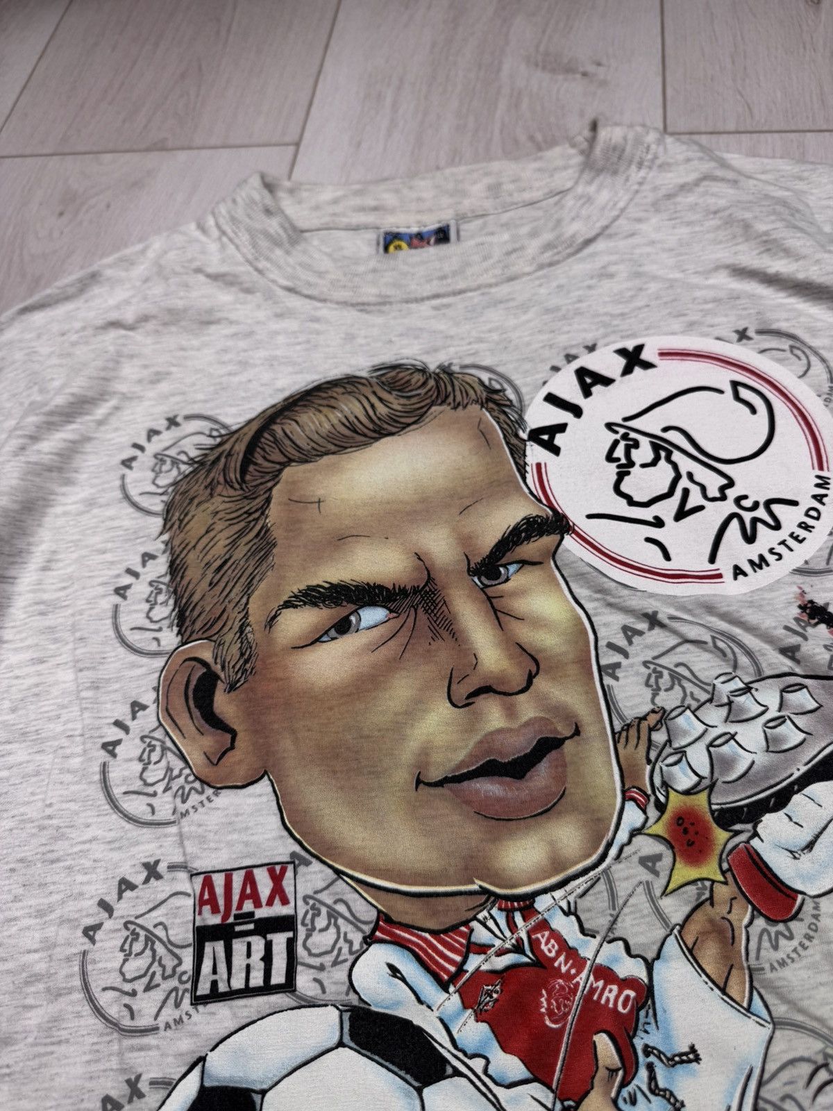 Vintage Vintage 90s Ajax Ronald De Boer Football White T-shirt Size US XL / EU 56 / 4 - 5 Thumbnail
