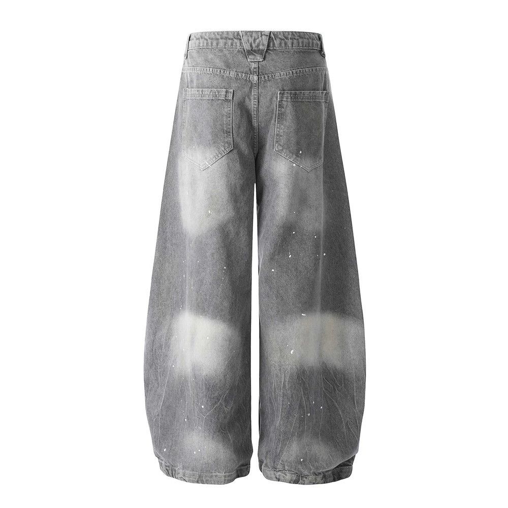 Jean Men's loose punk distressed gradient washed scimitar jeans Size US 32 / EU 48 - 2 Thumbnail
