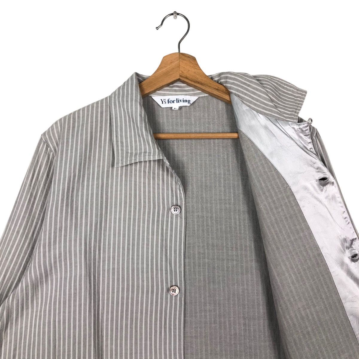 Yohji Yamamoto 🔥80’s Vintage Y’s For Living Long Jacket Striped Pin Japan Size US L / EU 52-54 / 3 - 11 Thumbnail