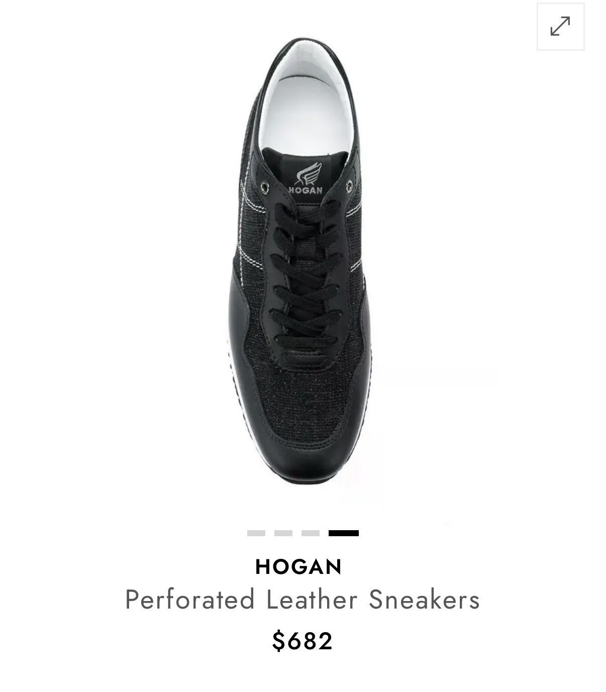 Hogan Hogan Women Perforated Black/White Metallic Leather Sneakers Size US 9 / IT 39 - 10 Thumbnail