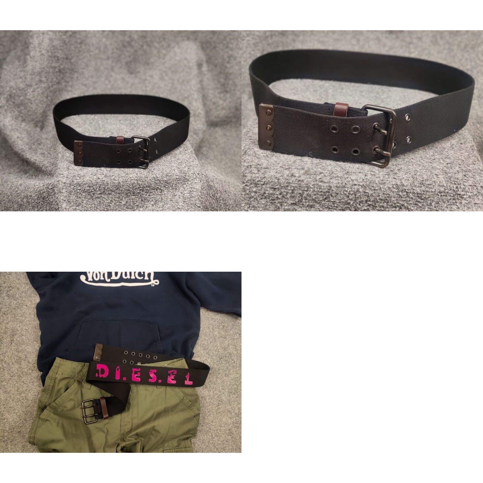 Diesel VINTAGE Diesel Chunky Belt Black Logo Y2k Style Men Belt Elegant 90s Designer Adjustable Buckle Leather Cotton One Size GIft Size ONE SIZE - 9 Thumbnail