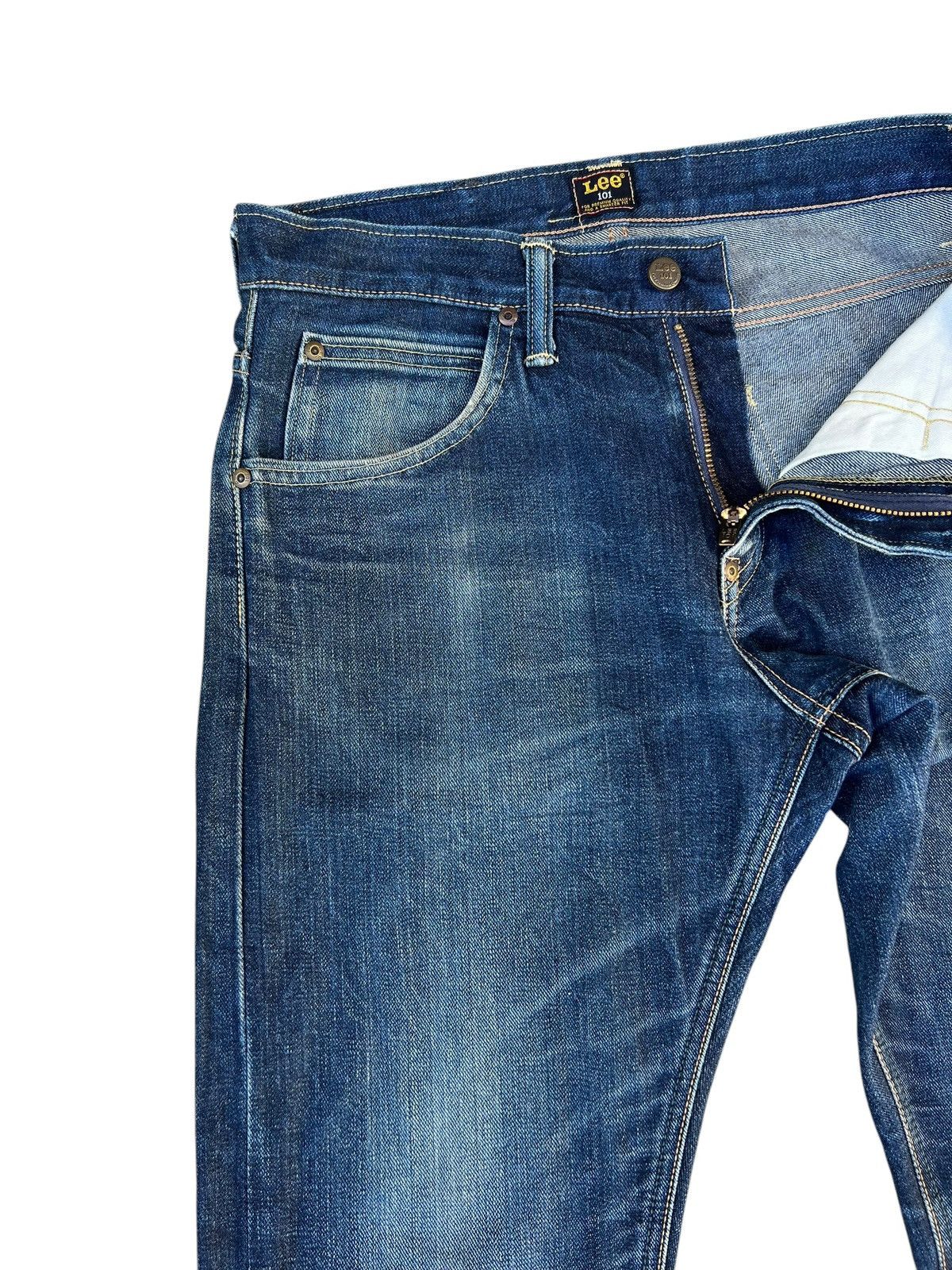 Lee Lee 101 Pure Indigo Dye Mud Denim Blue Line Selvedge Jeans Size US 29 - 8 Thumbnail