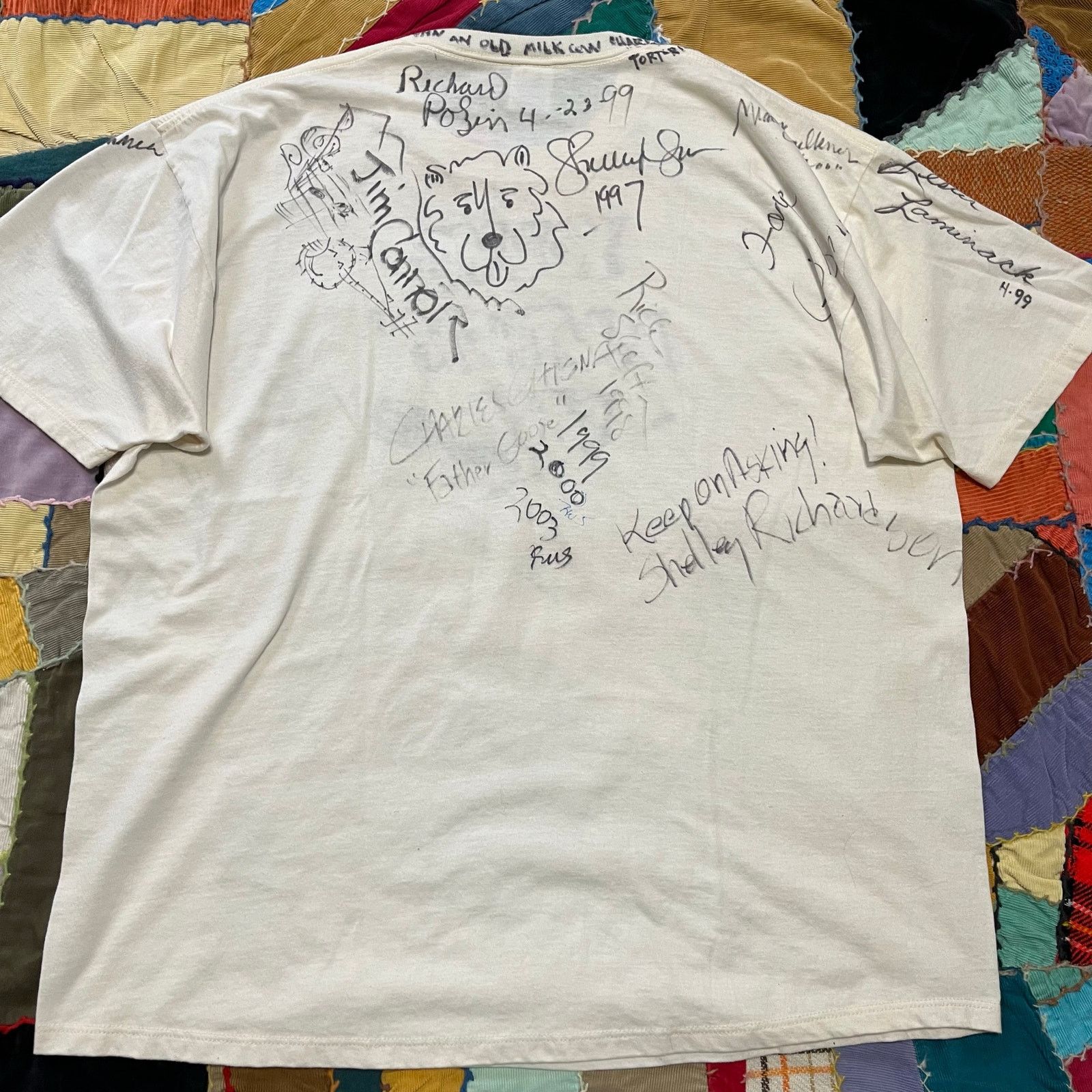 Jerzees Vintage Authors Day Written All Over White Shirt 2XL Size US L / EU 52-54 / 3 - 2 Thumbnail
