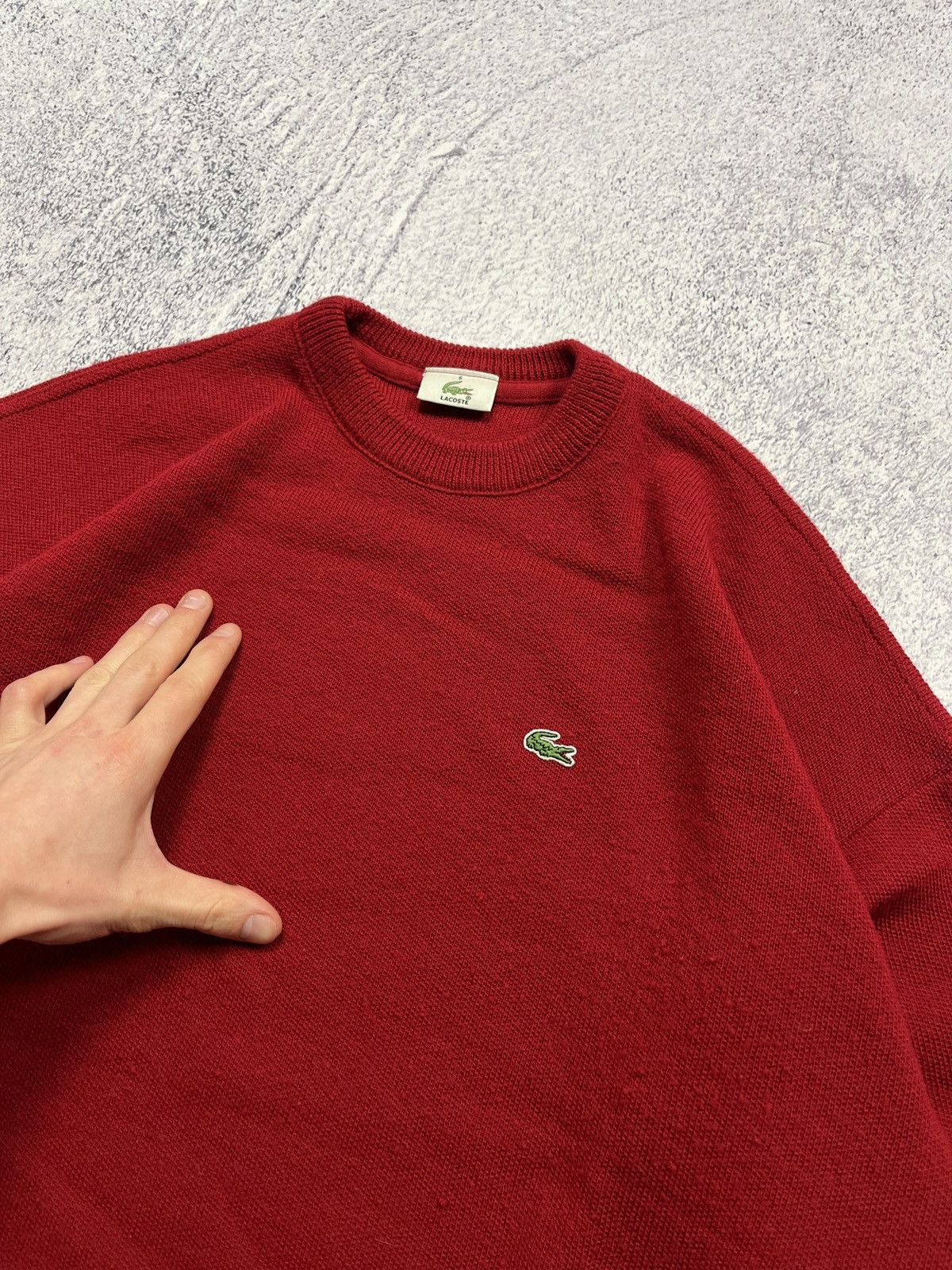 Lacoste × Vintage Vintage Lacoste Red Wool Knit Sweater Size US L / EU 52-54 / 3 - 5 Thumbnail