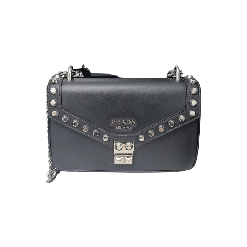 Prada Prada Studded Leather Shoulder Bag One Size Size ONE SIZE - 1 Thumbnail