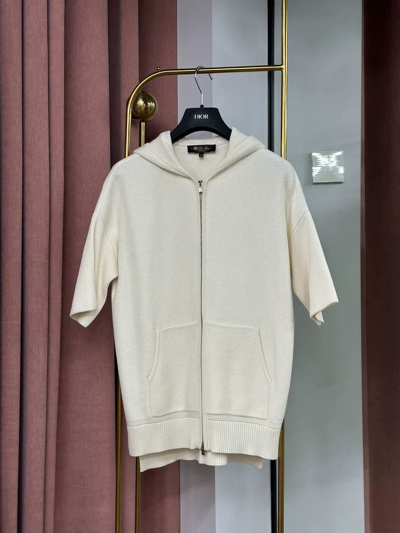Loro Piana Loro Piana White Hooded Zip Short-Sleeve Top - dmc Size US M / EU 48-50 / 2 - 1 Thumbnail