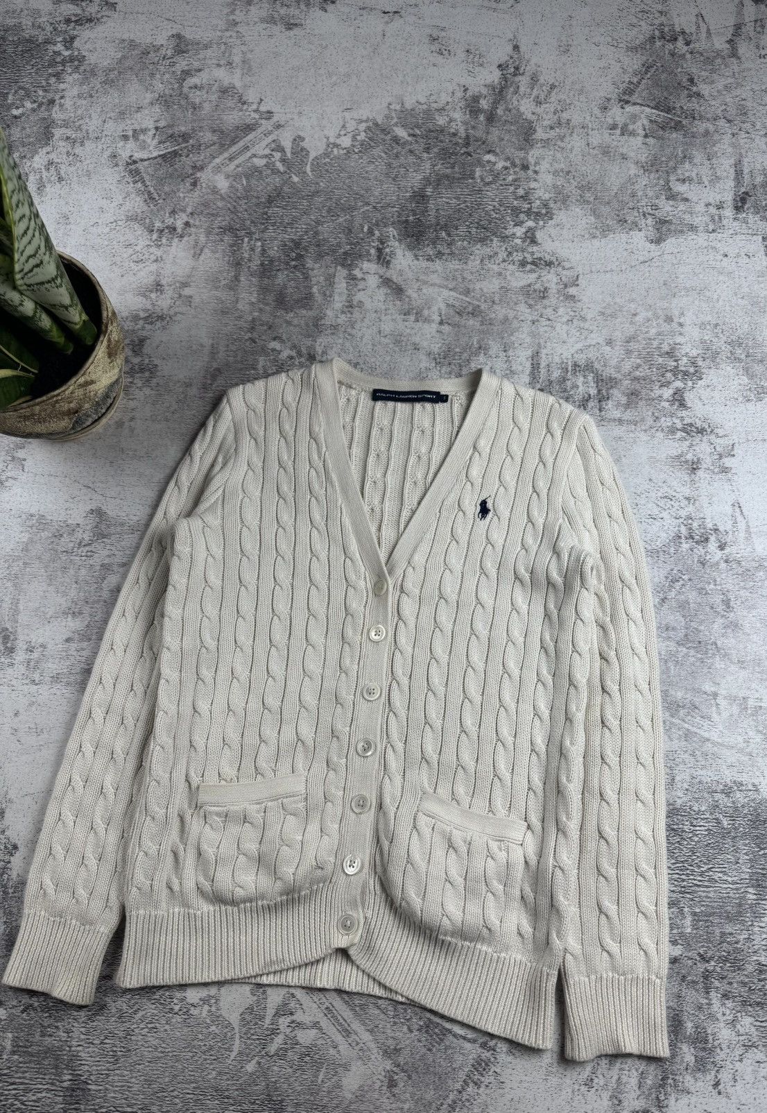 Ralph Lauren Sport Polo Ralph Lauren Women’s White Cable Knit Cotton S Sweater Pullover Cardigan Size S / US 4 / IT 40 - 3 Thumbnail