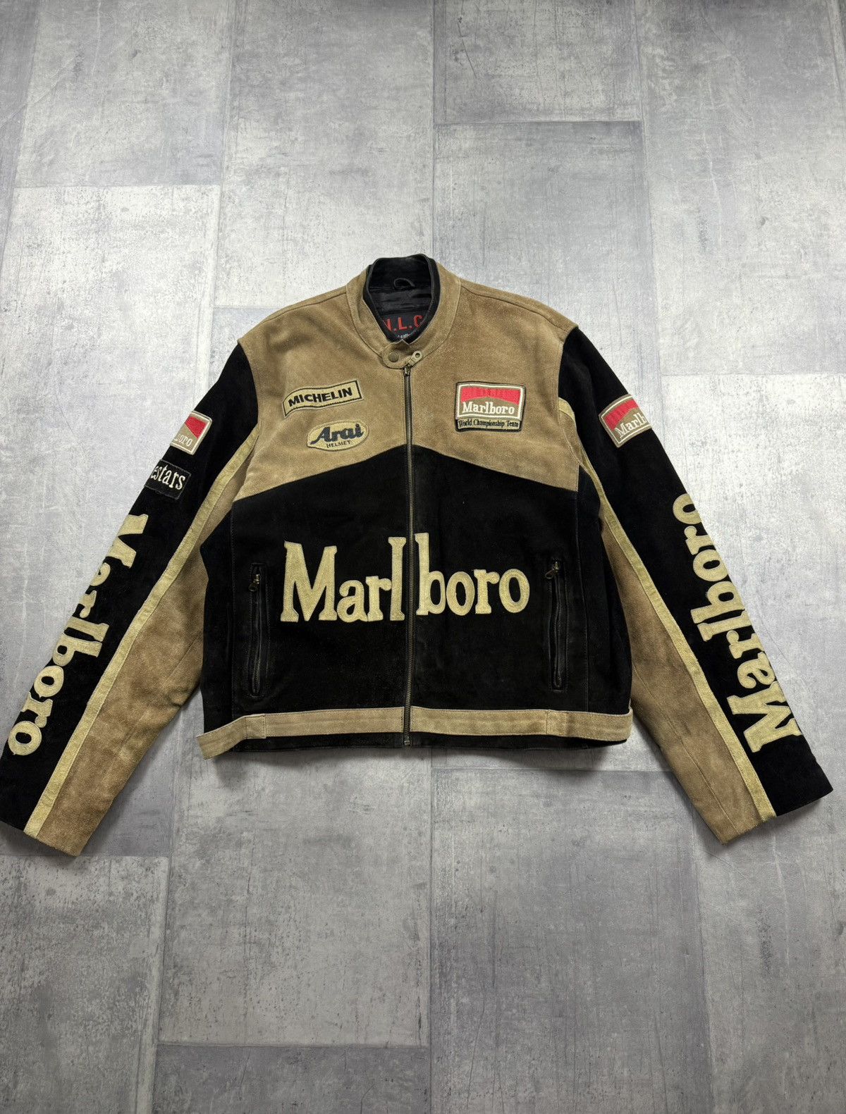 Marlboro Marlboro vintage leather jacket race jacket Size US XL / EU 56 / 4 - 1 Thumbnail