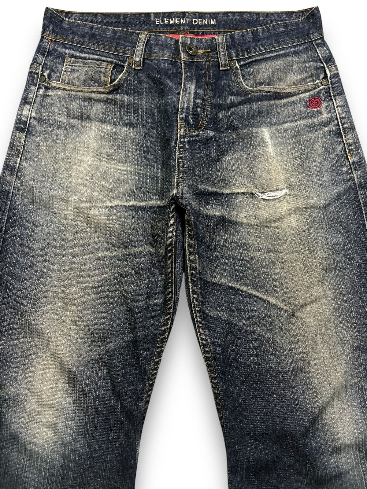 Element Vintage Element Faded Slim Straight Curved Distressed Jeans Size US 31 - 3 Thumbnail