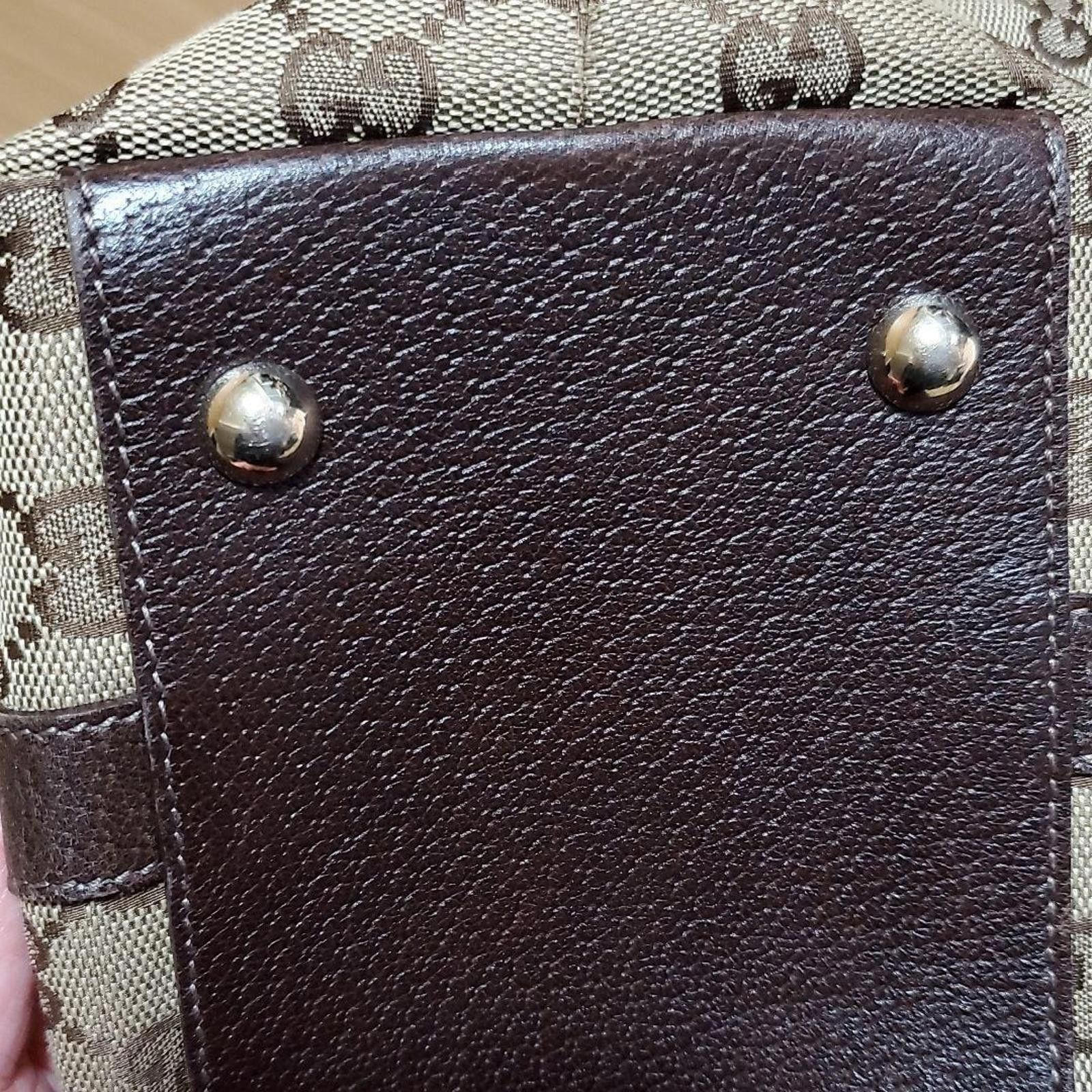 Gucci Gucci - Beige Monogram Canvas Tote Bag with Dark Brown Strap Size ONE SIZE - 6 Thumbnail