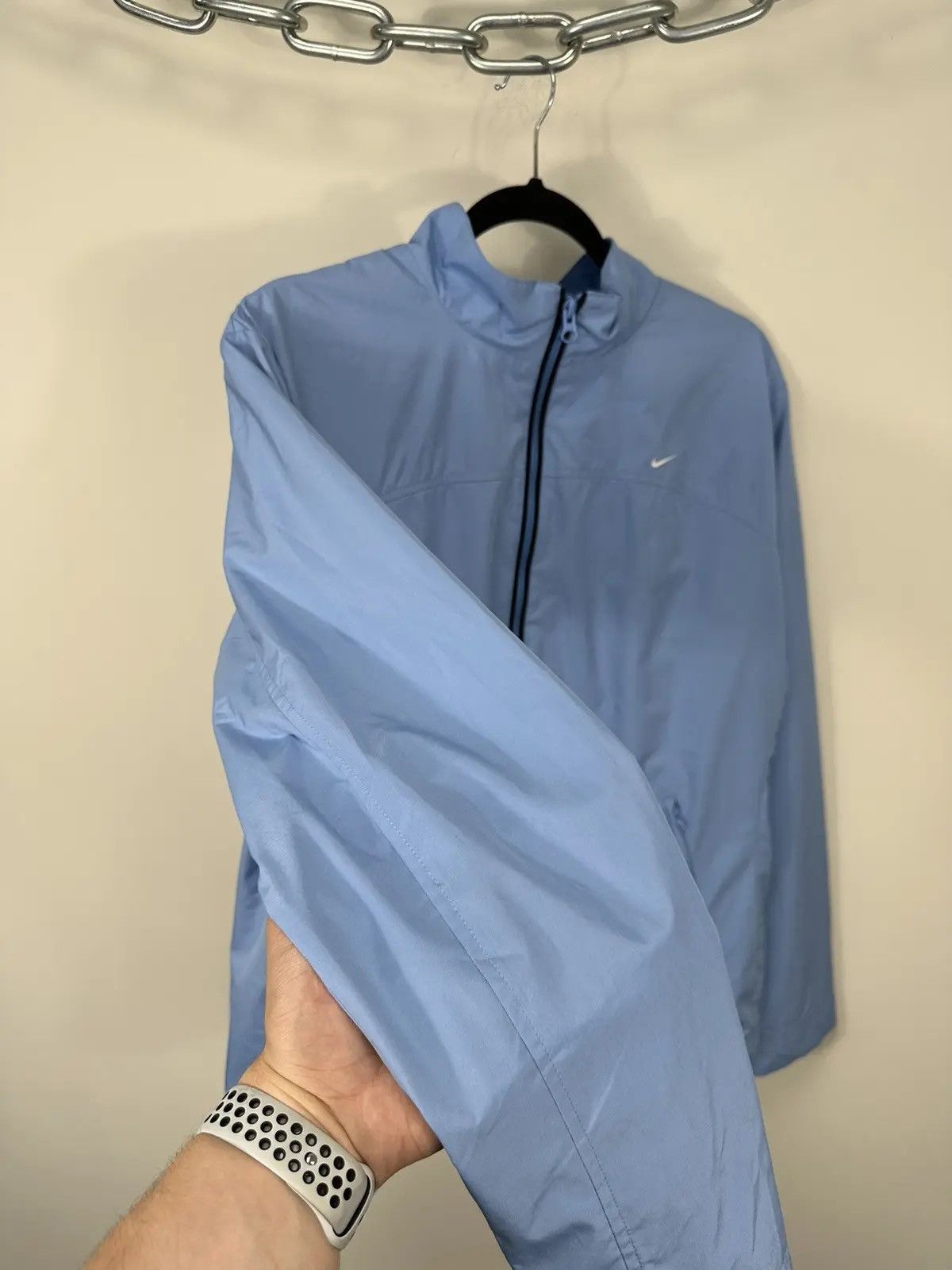 Nike × Vintage Vintage Nike Y2K Light Blue Swoosh Hype Retro Drill Jacket Size US XL / EU 56 / 4 - 5 Thumbnail