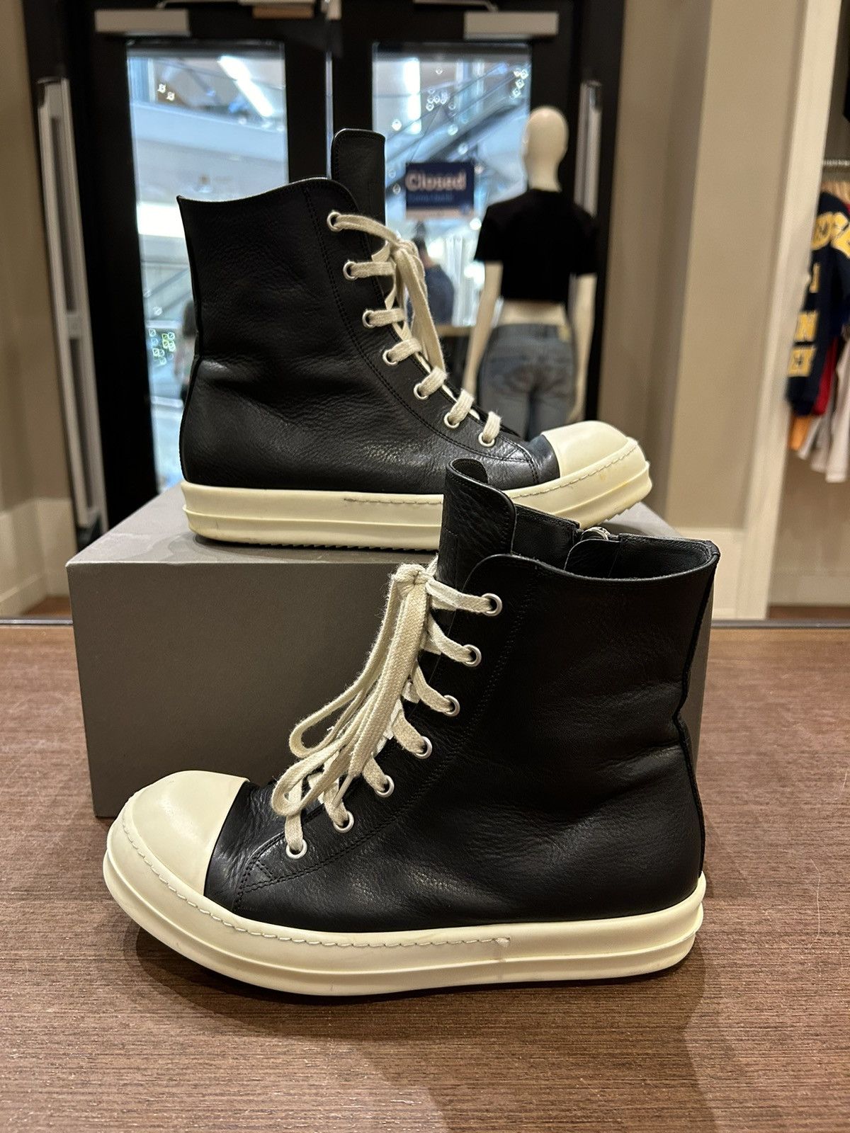 Rick Owens Rick Owens Leather Ramones High Top | Grailed