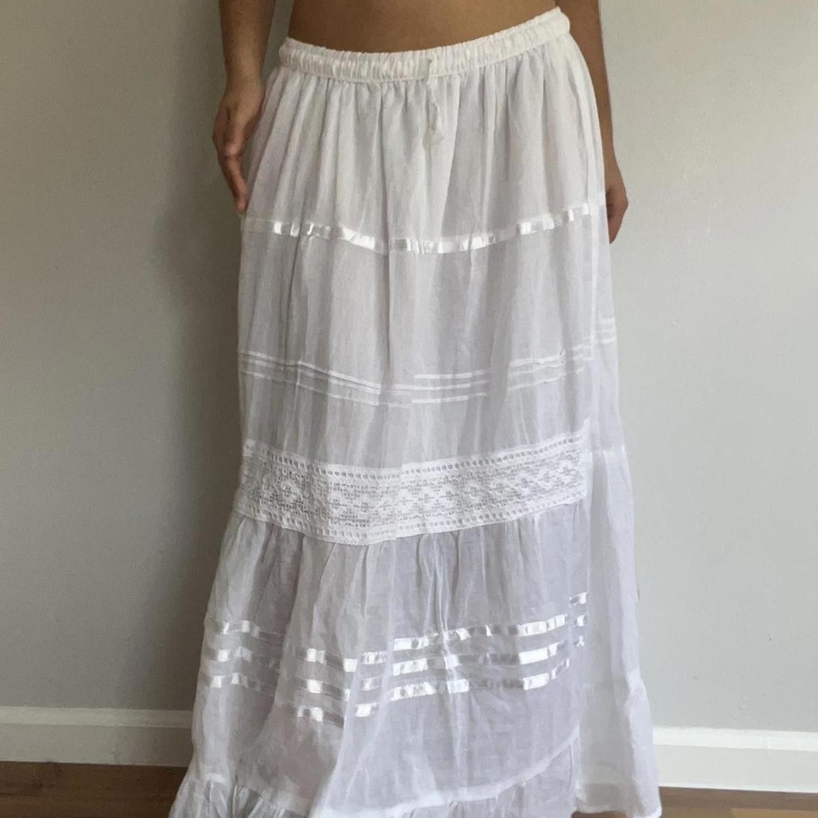 Ann Taylor White maxi skirt with elastic waistband #maxiskirt Size 30" / US 8 / IT 44 - 2 Thumbnail
