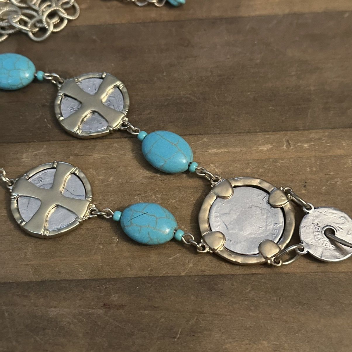 Chicos Chico’s Isabella turquoise Howlite and Roman coin Y necklace Size ONE SIZE - 7 Thumbnail