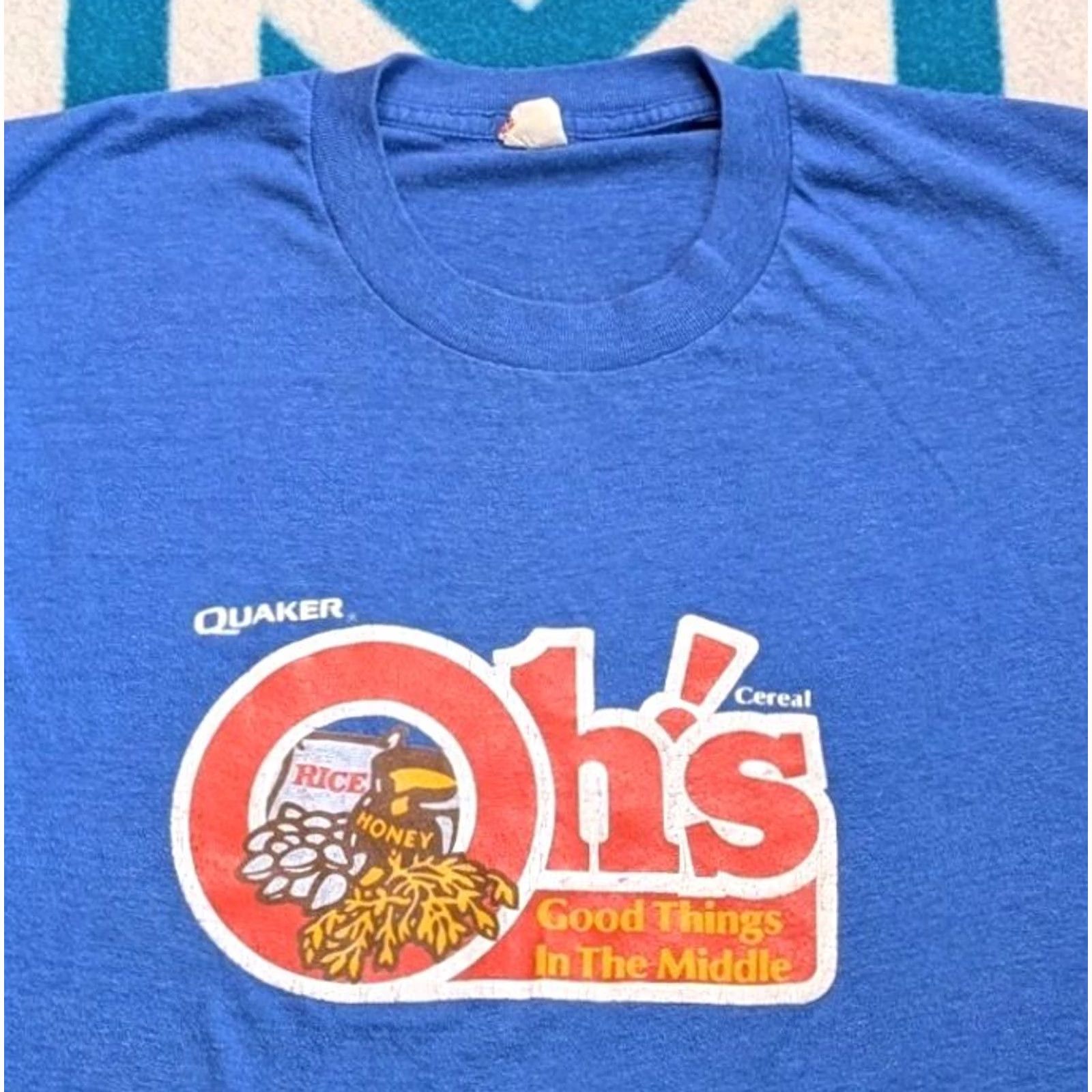 Vintage VINTAGE Quaker Oh's Cereal Shirt Oats Single Stitch 80s Rare Made In USA S/M Size US M / EU 48-50 / 2 - 2 Thumbnail