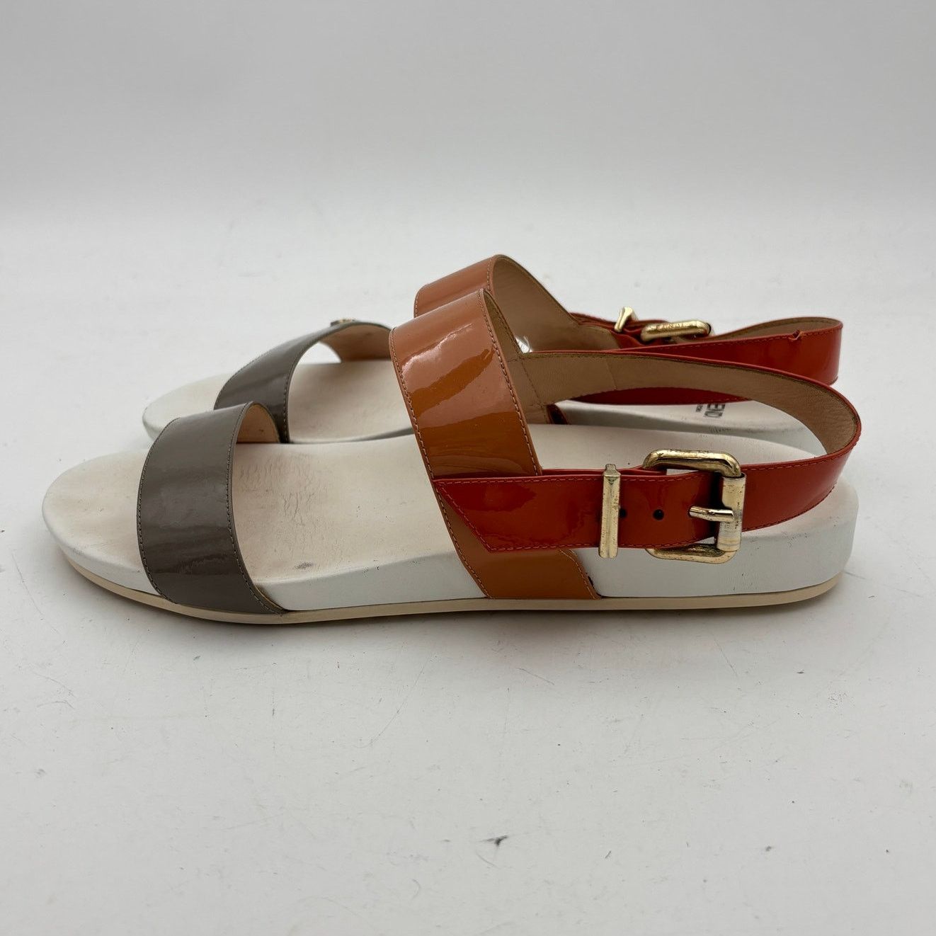 Fendi Fendi Multicolor Patent Leather Slingback Flat Sandals Size US 9 / IT 39 - 5 Thumbnail
