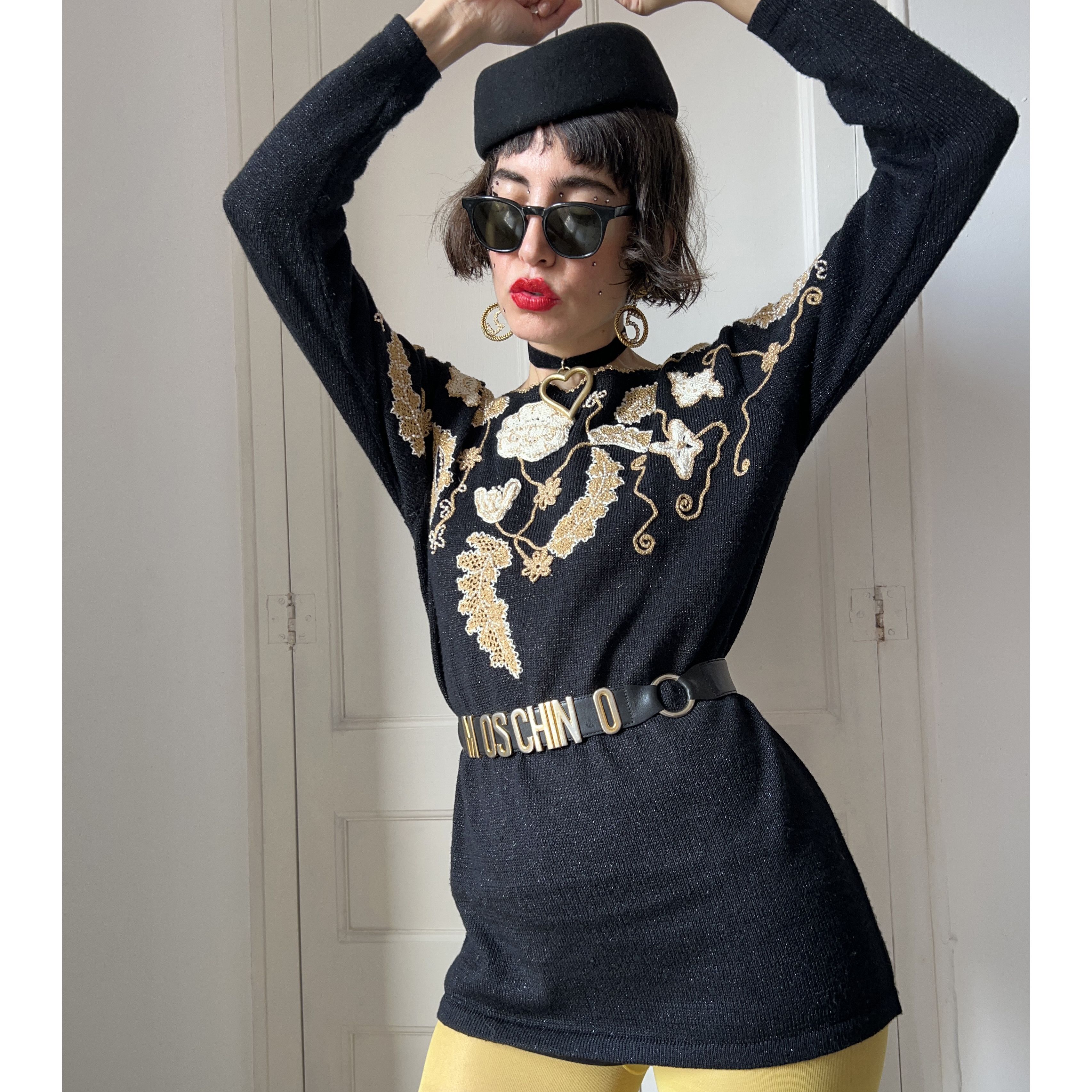Vintage Vintage 80s Jocelyn Smith Black Gold Sweater Size M / US 6-8 / IT 42-44 - 6 Thumbnail