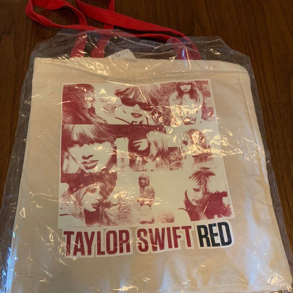 image of Taylor Swift Red Album Canvas Tote Bag New With Tags in Red/Cream, Women's