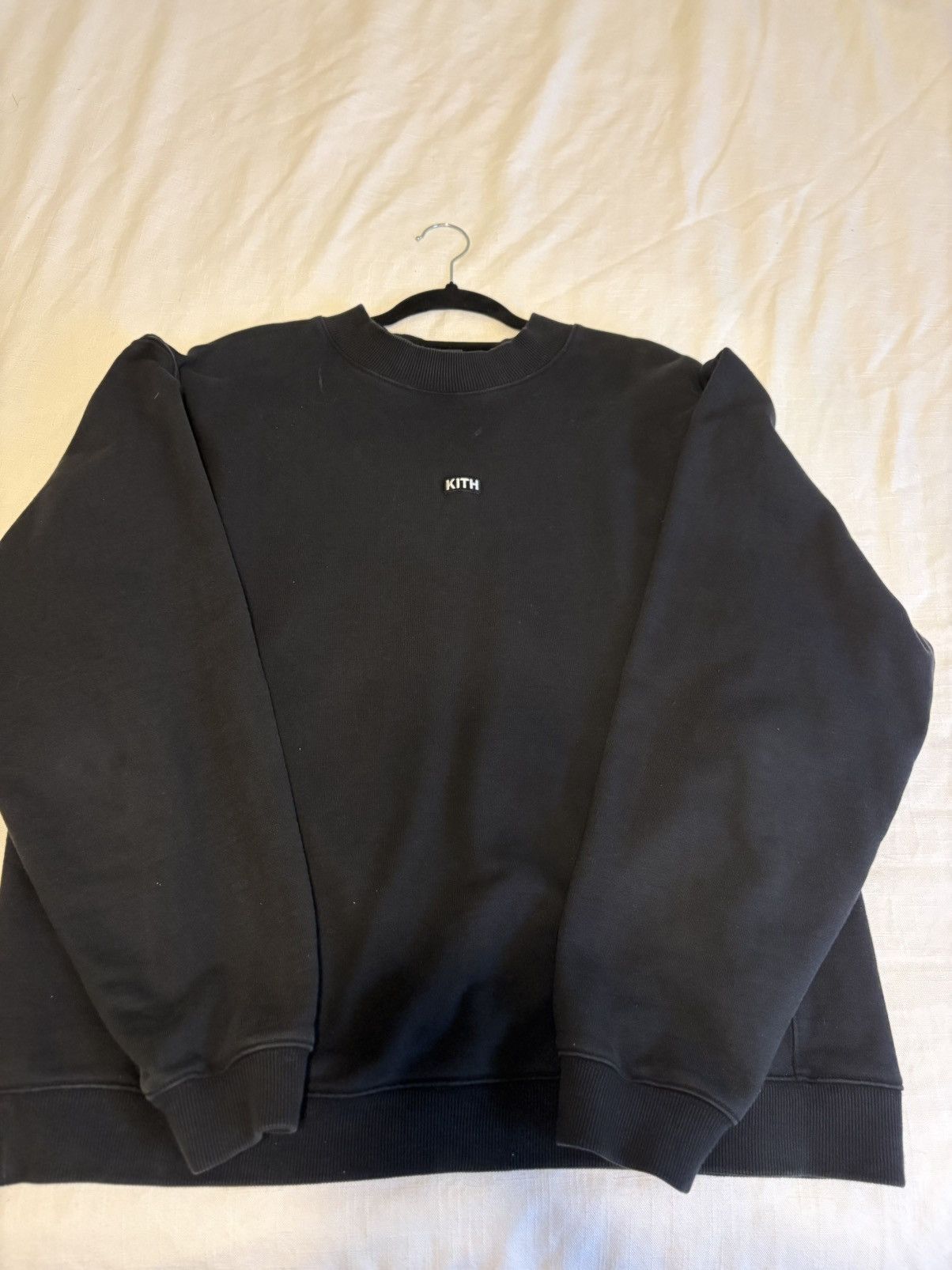 Kith Men's Box Logo Mock Crewneck Sweatshirt in a black