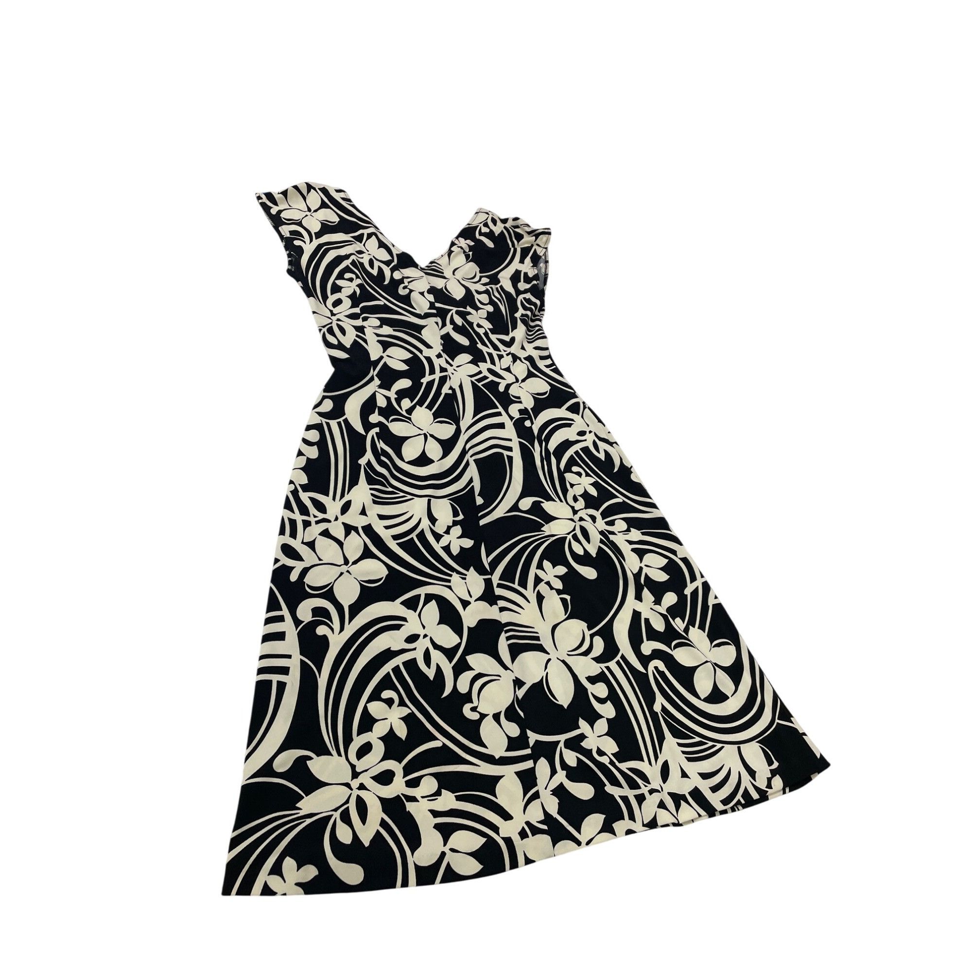 MAGGY LONDON Maggy London Womens Black Tan Floral Midi Summer Dress Size Size L / US 10 / IT 46 - 7 Thumbnail