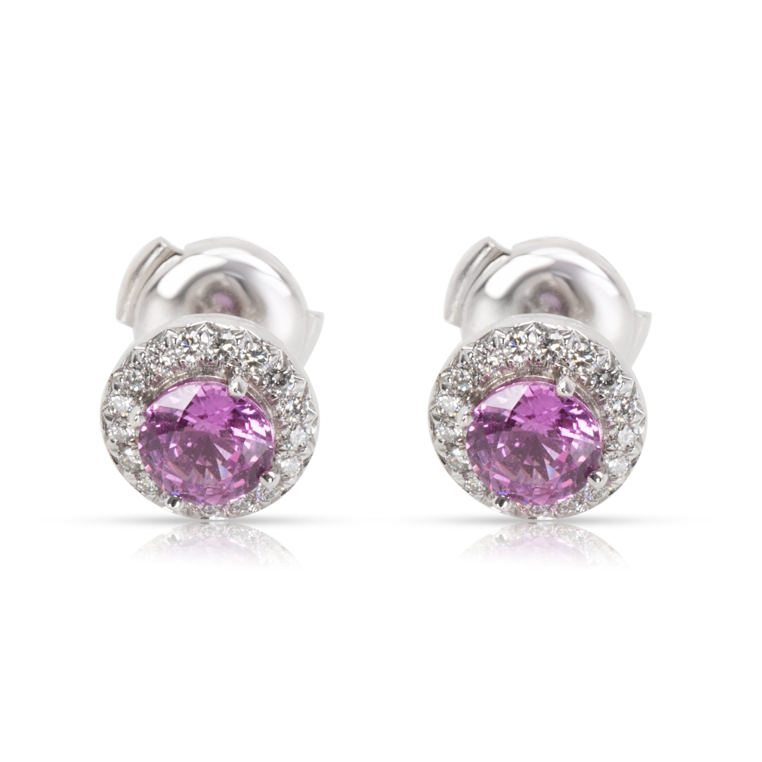 image of Tiffany Co Tiffany & Co. Soleste Pink Sapphire & Diamond Earrings In Platinum 0.18 Ctw in Gold, Wom