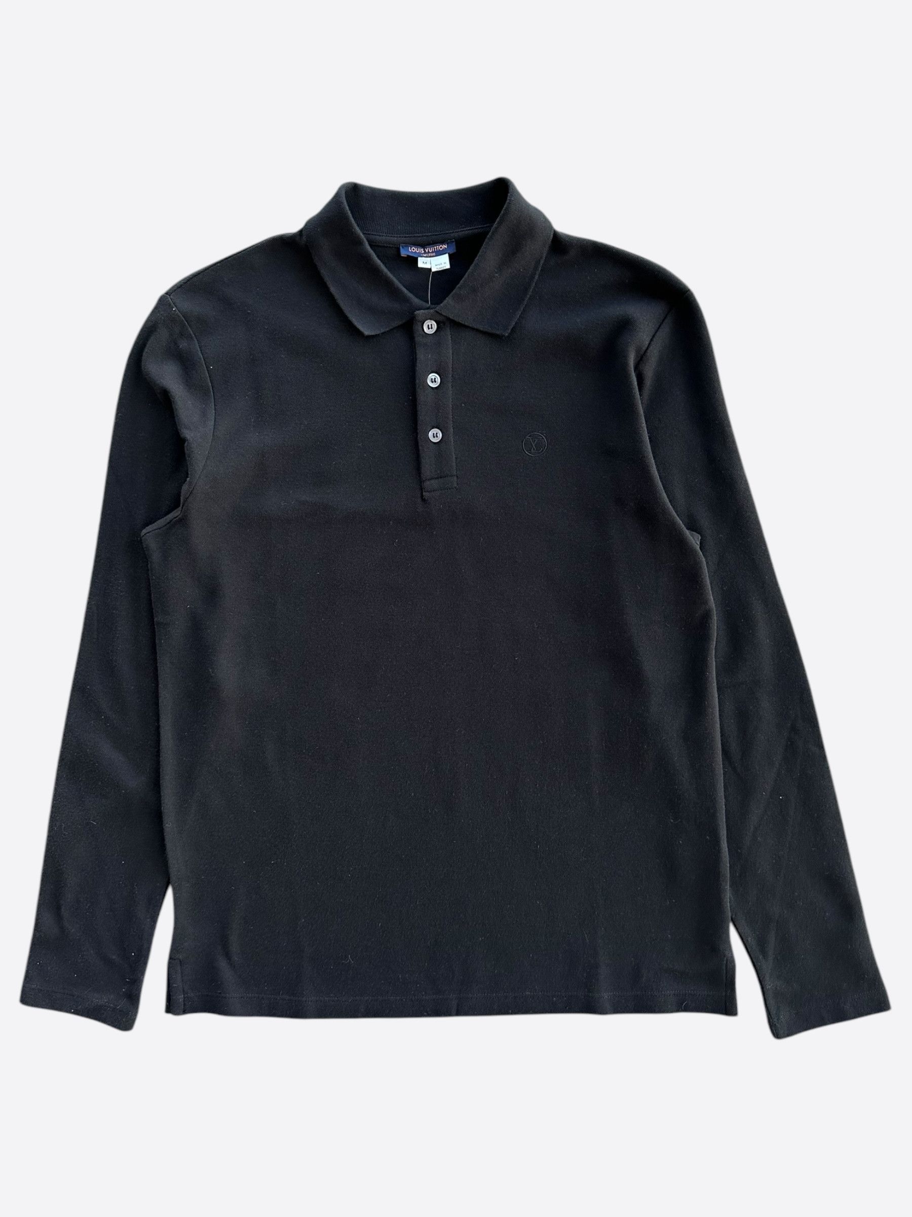 Louis Vuitton Louis Vuitton Black Embroidered Logo Polo Longsleeve T-Shirt Size US M / EU 48-50 / 2 - 1 Thumbnail