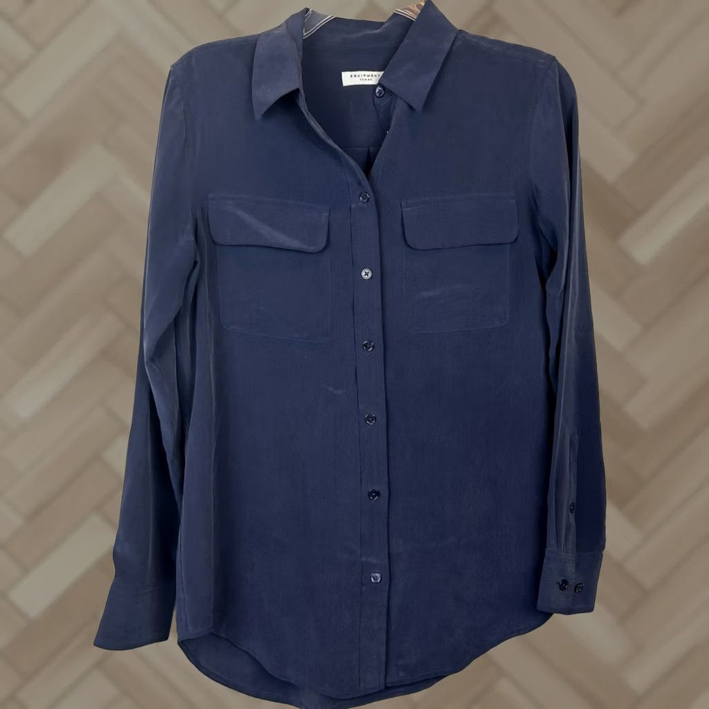 Equipment Equipment Silk Top Womens XS Blue Button Up Long Sleeve Blouse Shirt Size XS / US 0-2 / IT 36-38 - 1 Thumbnail