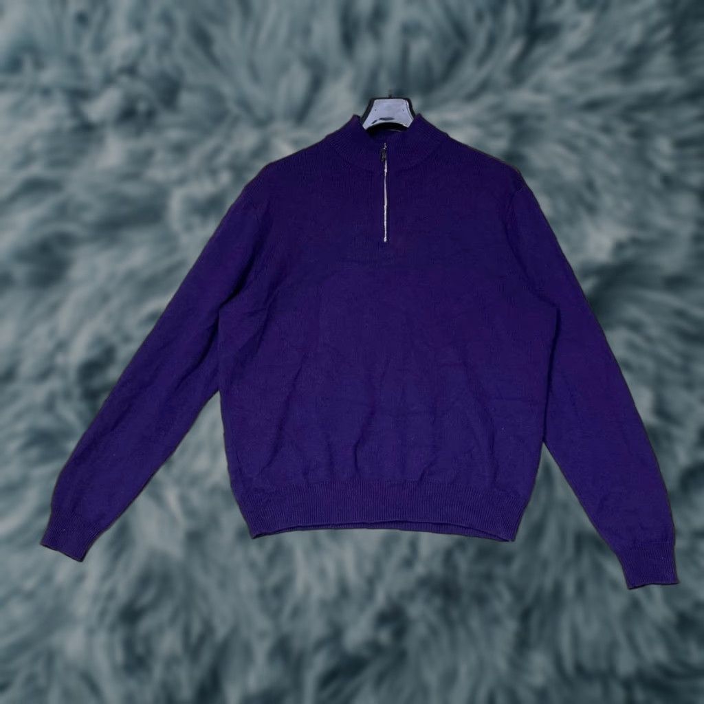 Polo Ralph Lauren Polo Ralph Lauren Long Sleeve Quarter Zip Merino Wool Sweater Size Large Purple Mens Size US L / EU 52-54 / 3 - 1 Thumbnail