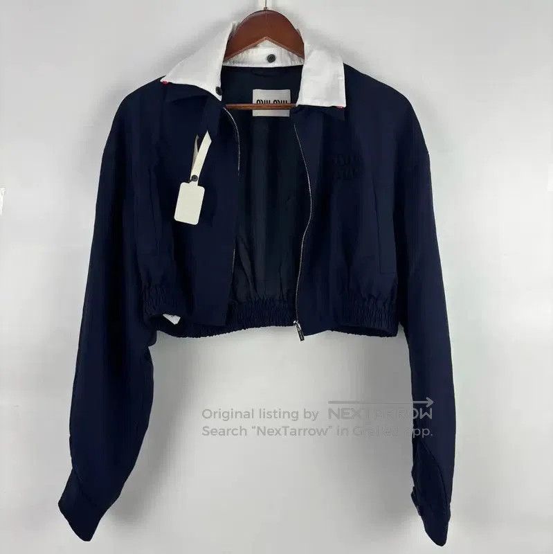 Miu Miu Navy Blue Cotton Women's Jacket .