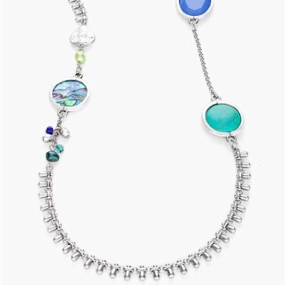Chicos Chico’s Silver Multi-Color Blue Green Stone Long Necklace Size ONE SIZE - 3 Thumbnail